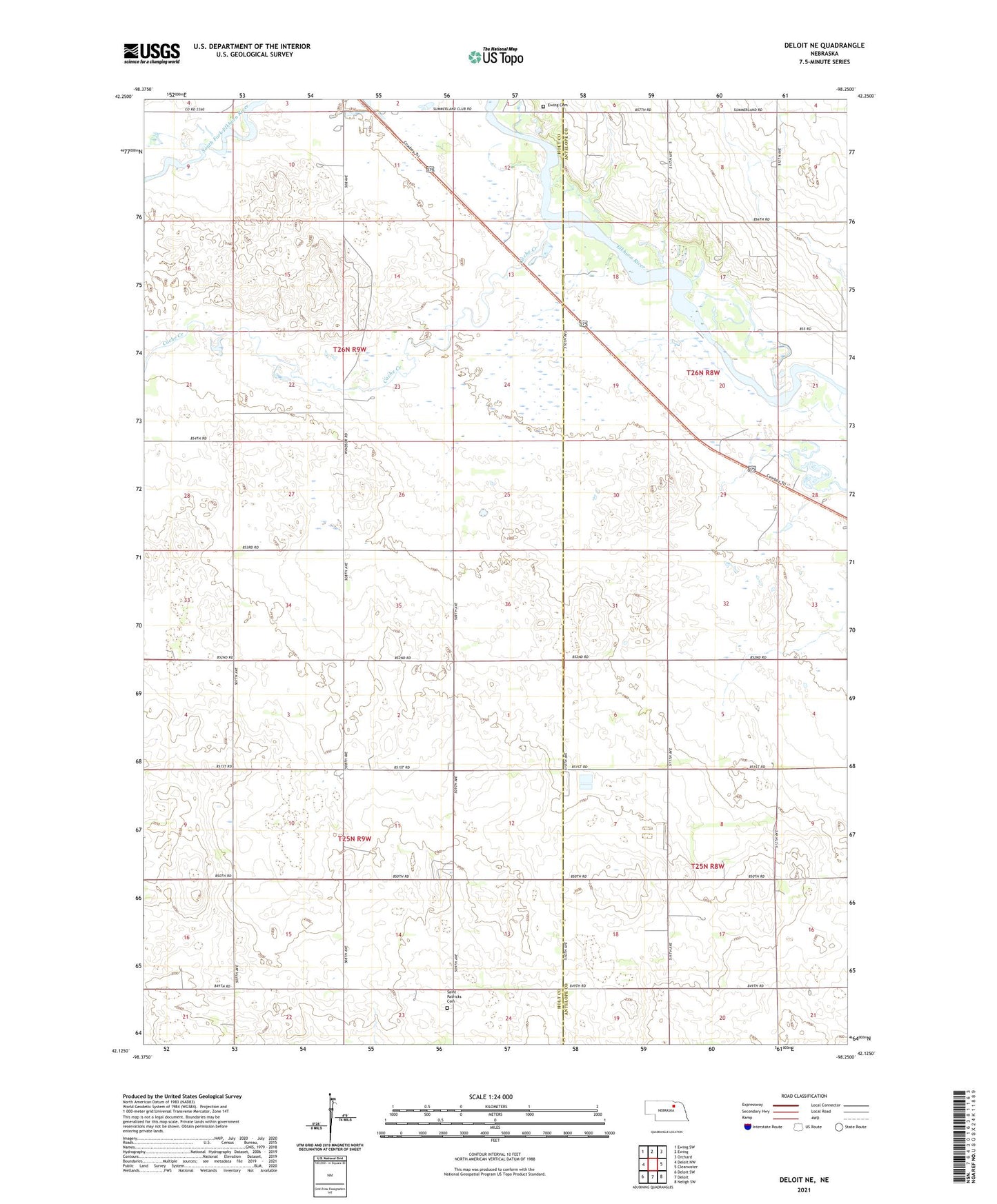 Deloit NE Nebraska US Topo Map Image