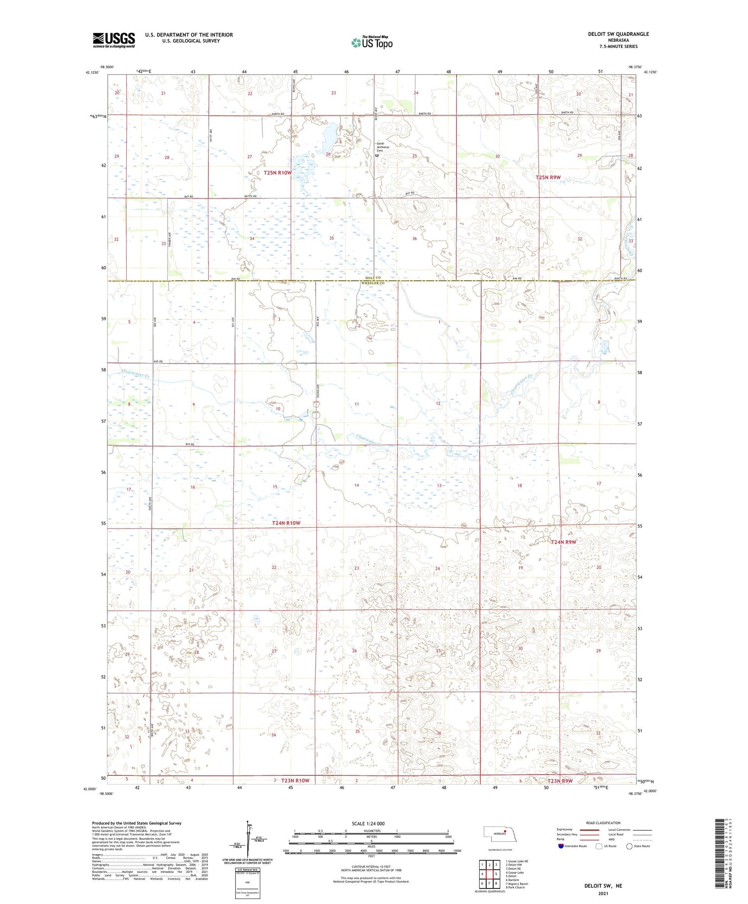 Deloit SW Nebraska US Topo Map Image