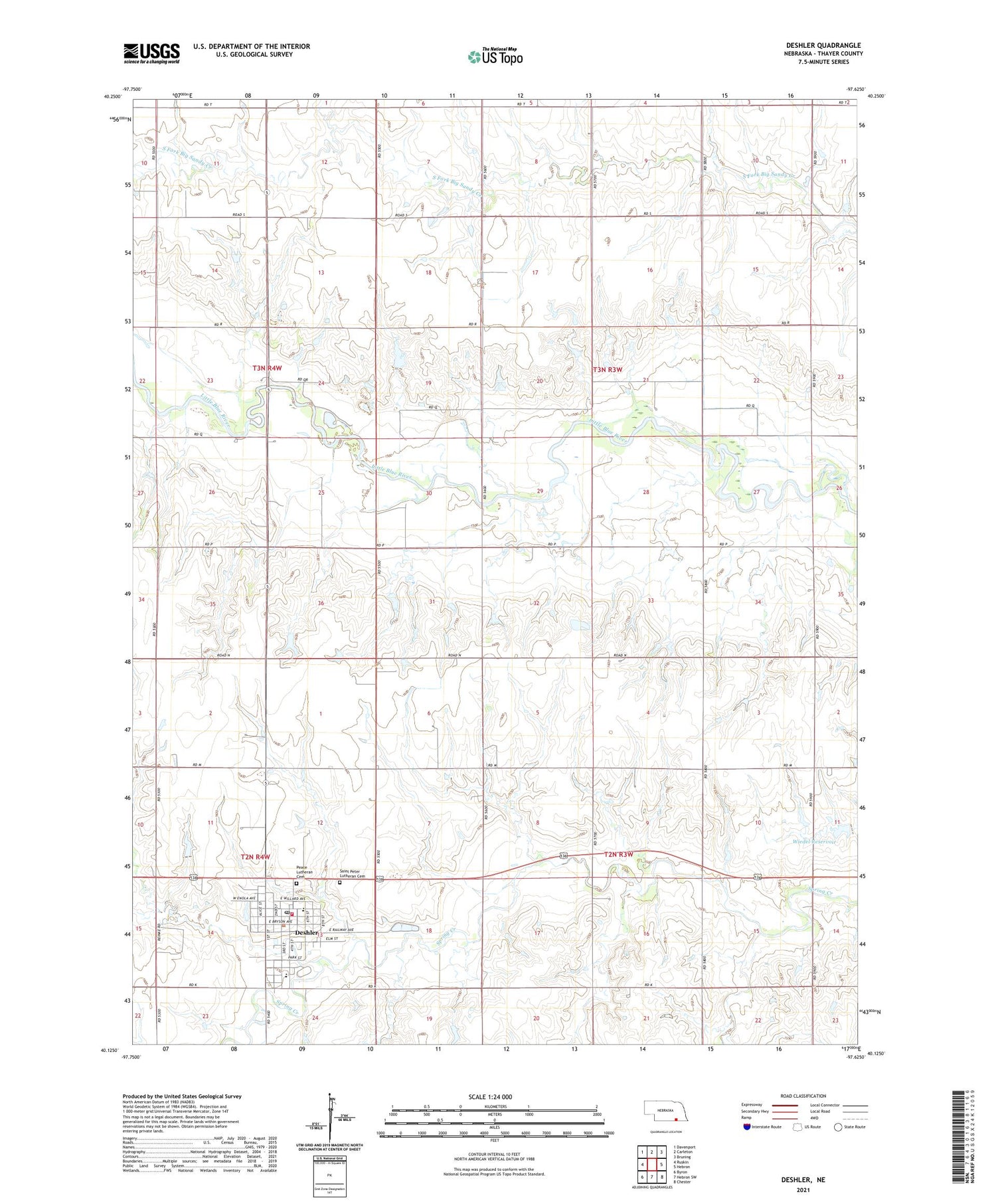 Deshler Nebraska US Topo Map Image