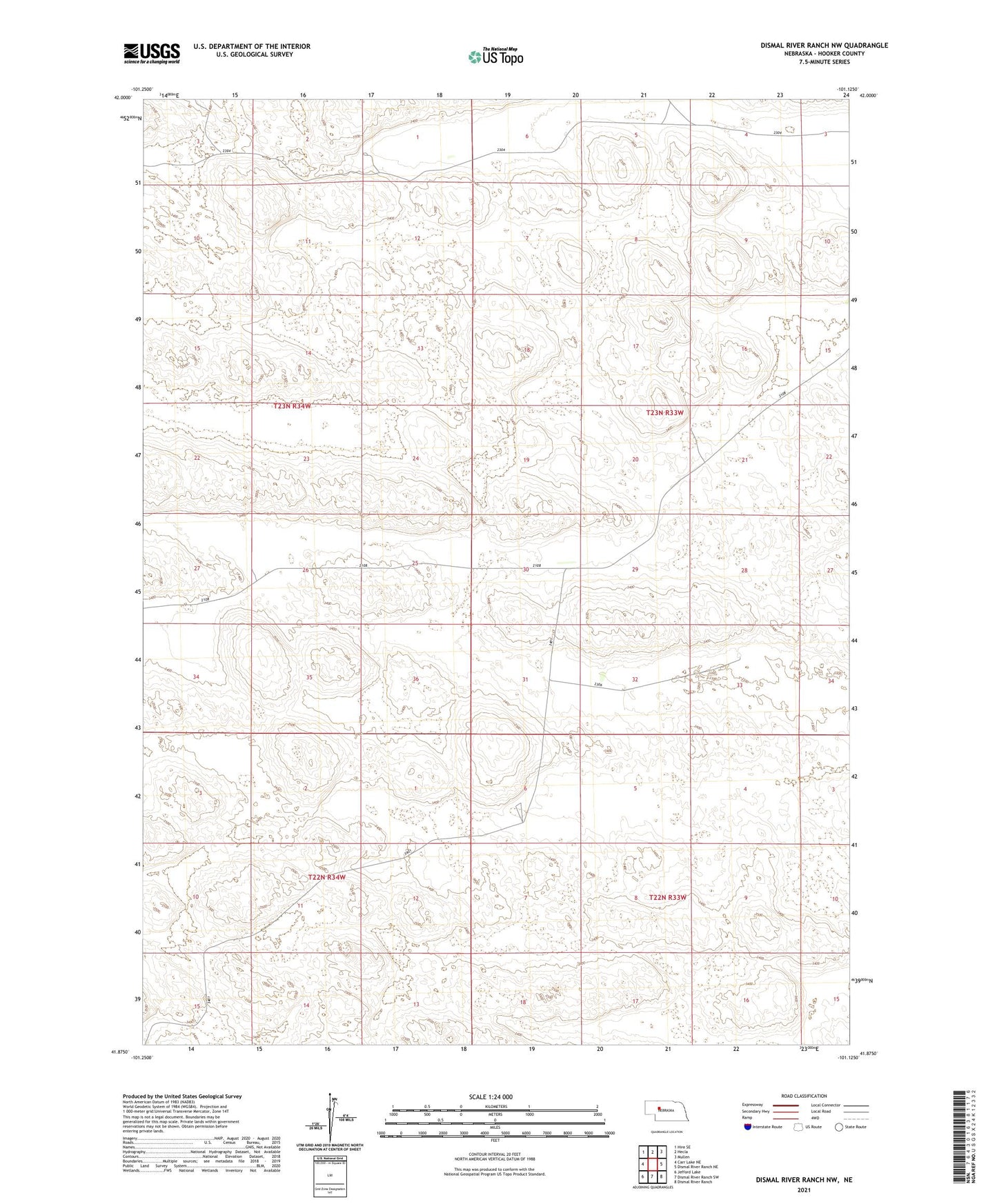 Dismal River Ranch NW Nebraska US Topo Map Image