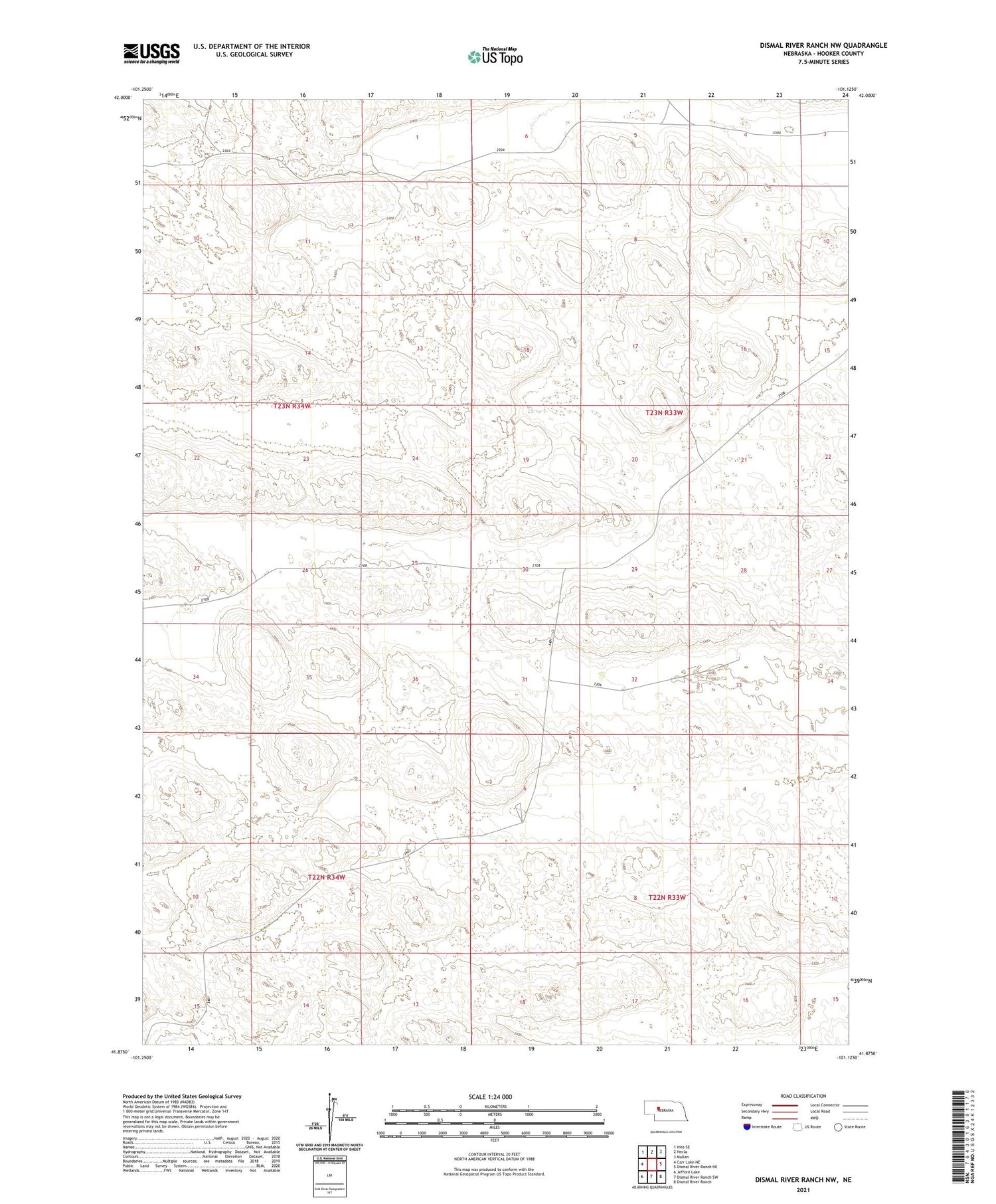 Dismal River Ranch NW Nebraska US Topo Map Image