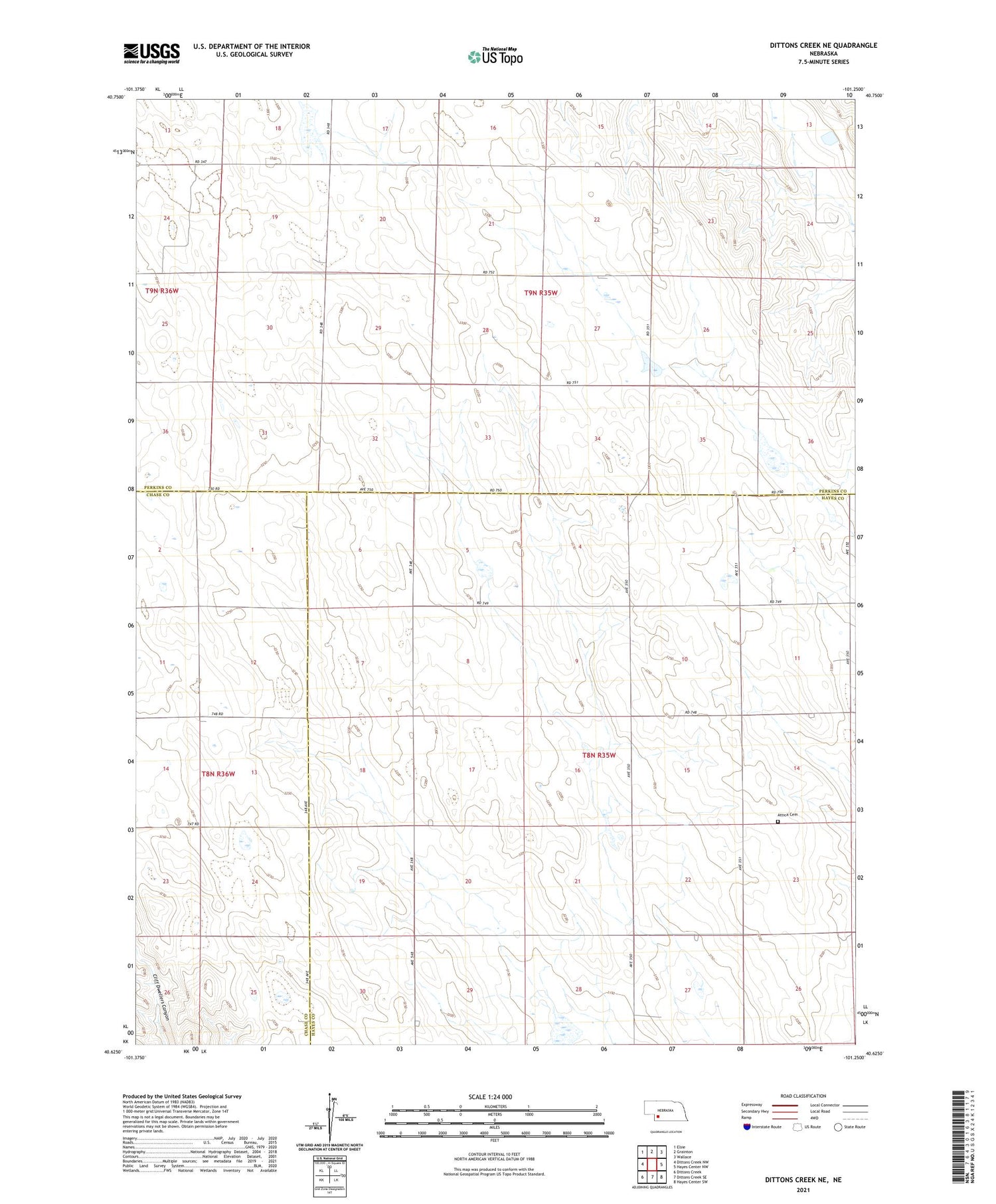 Dittons Creek NE Nebraska US Topo Map Image