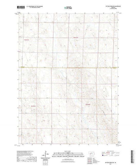 Dittons Creek NW Nebraska US Topo Map Image