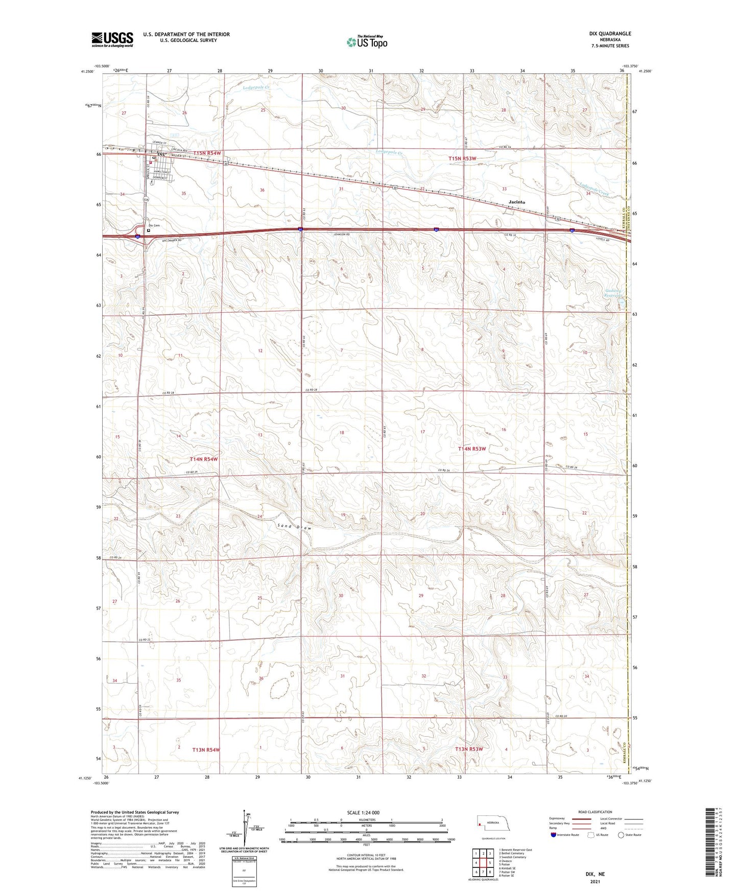 Dix Nebraska US Topo Map Image
