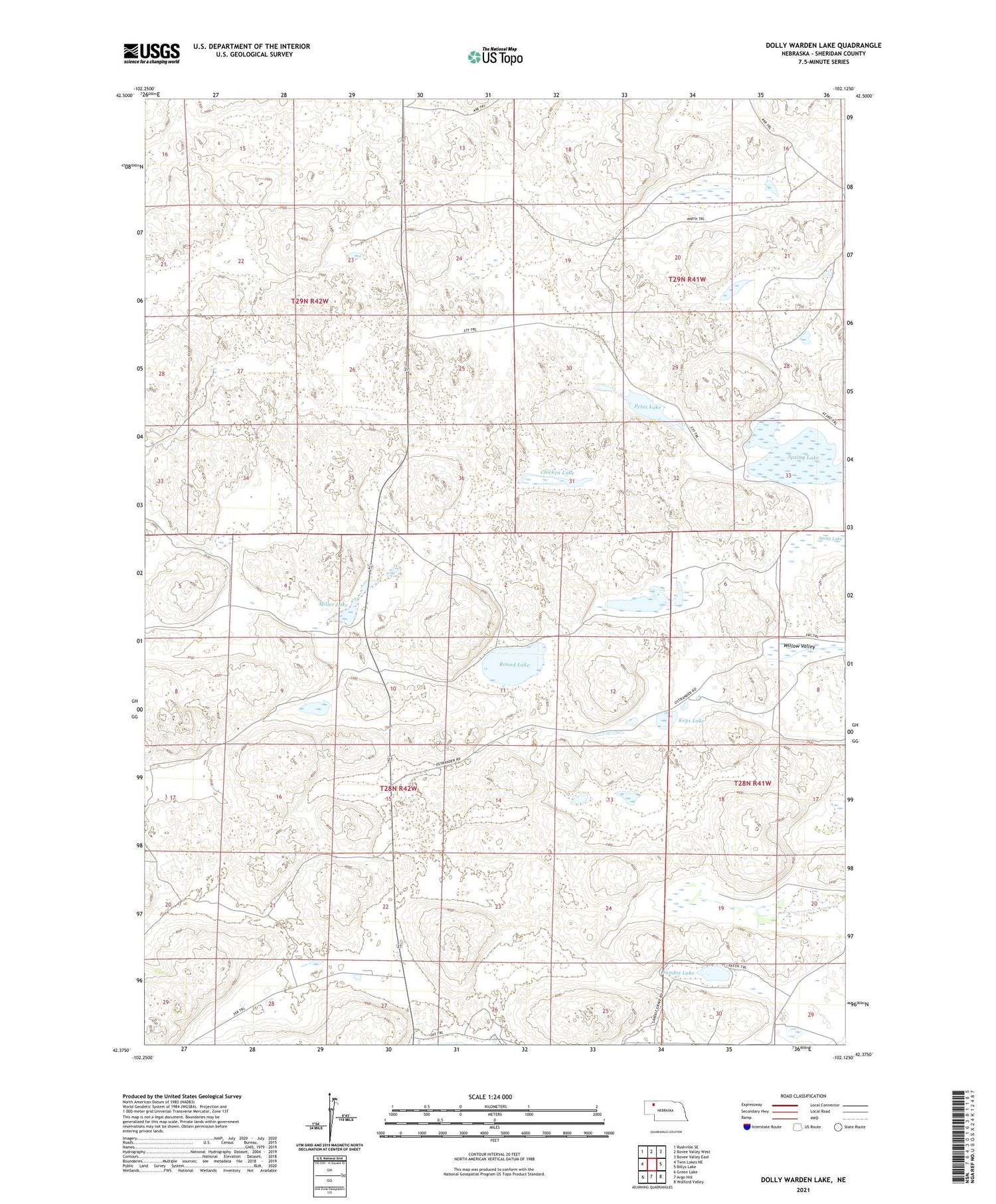Dolly Warden Lake Nebraska US Topo Map Image