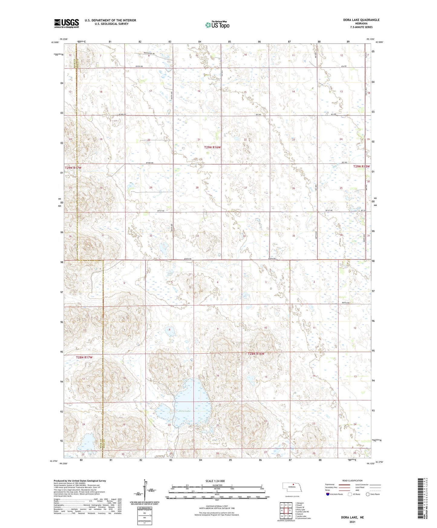 Dora Lake Nebraska US Topo Map Image
