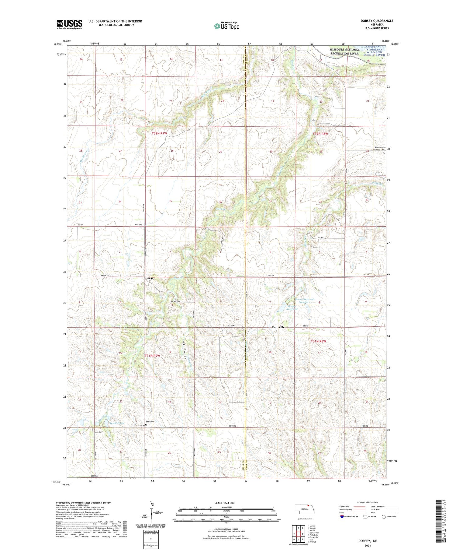 Dorsey Nebraska US Topo Map Image