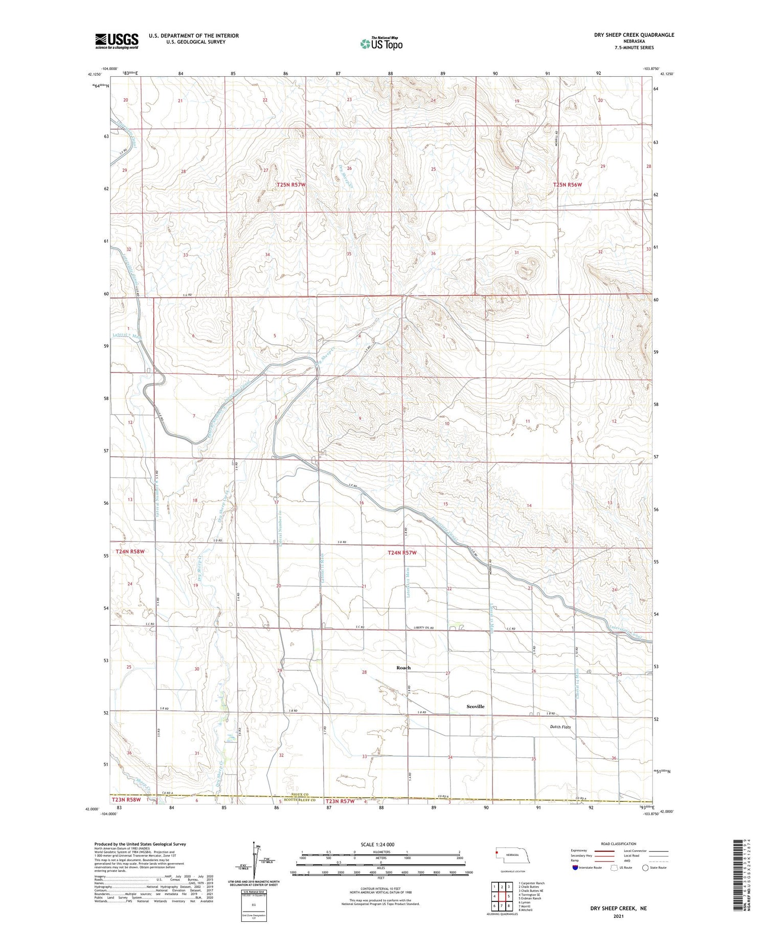 Dry Sheep Creek Nebraska US Topo Map Image
