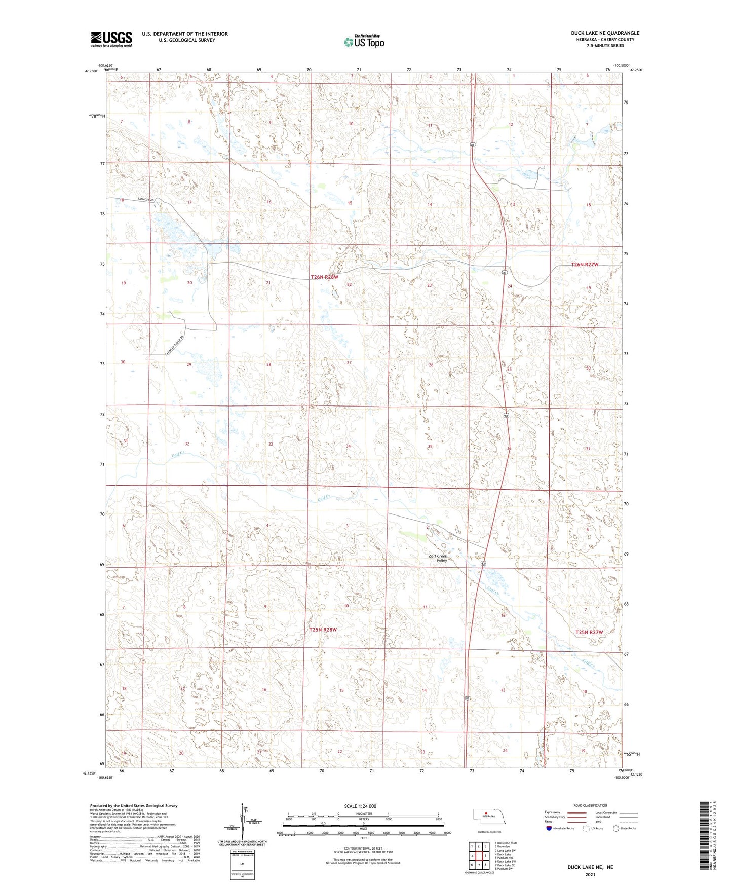 Duck Lake NE Nebraska US Topo Map Image