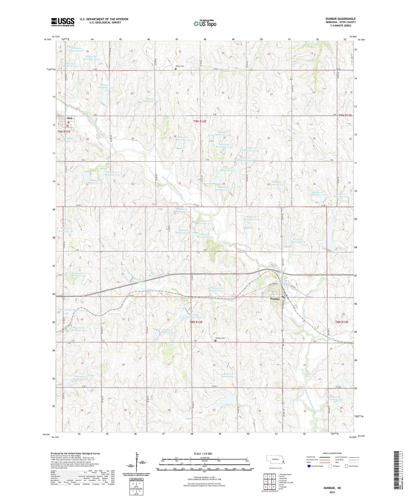 Dunbar Nebraska US Topo Map Image