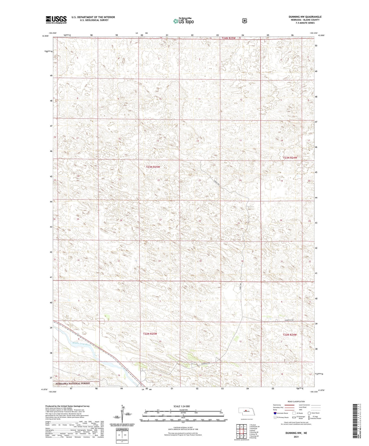 Dunning NW Nebraska US Topo Map Image