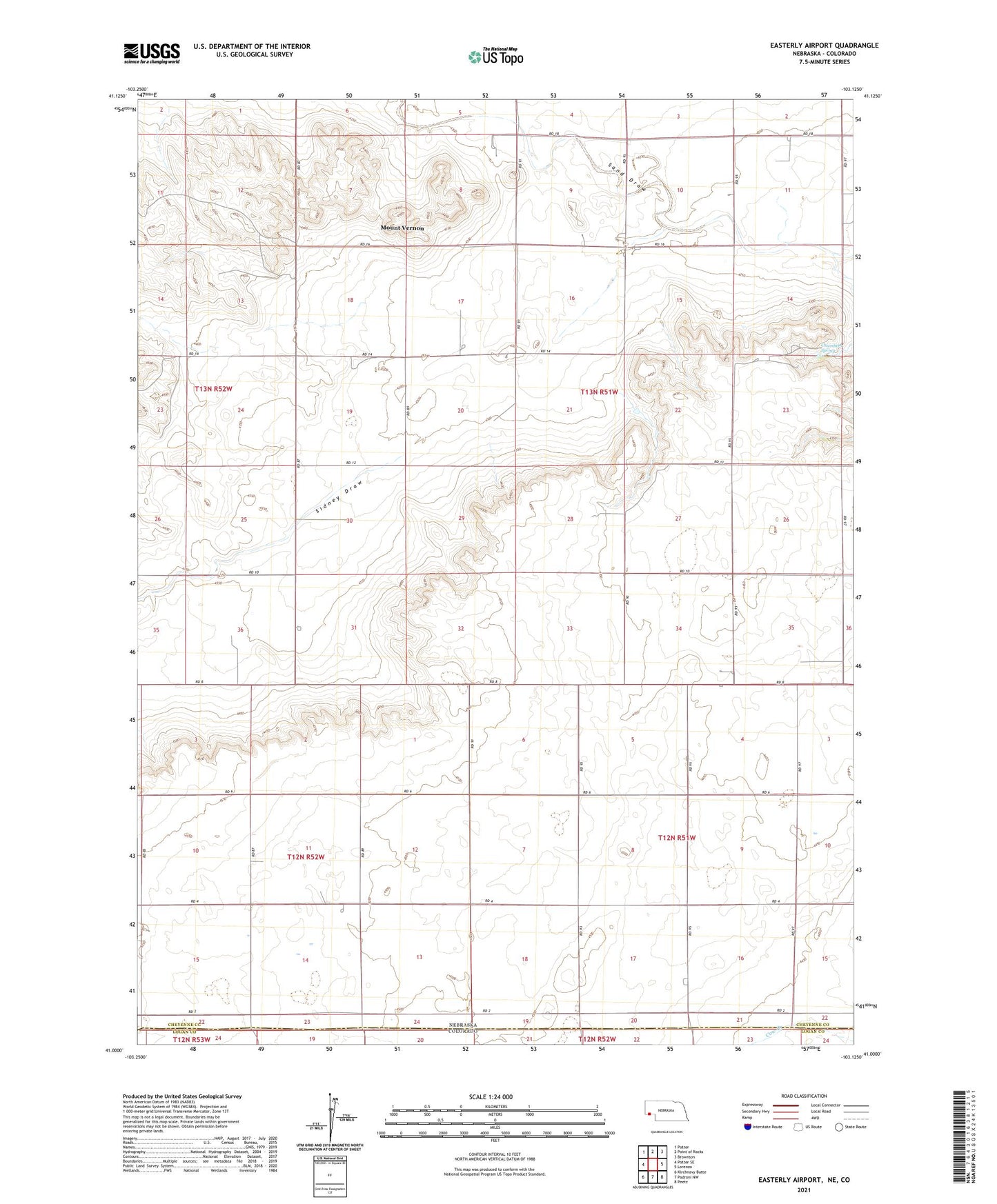 Easterly Airport Nebraska US Topo Map Image