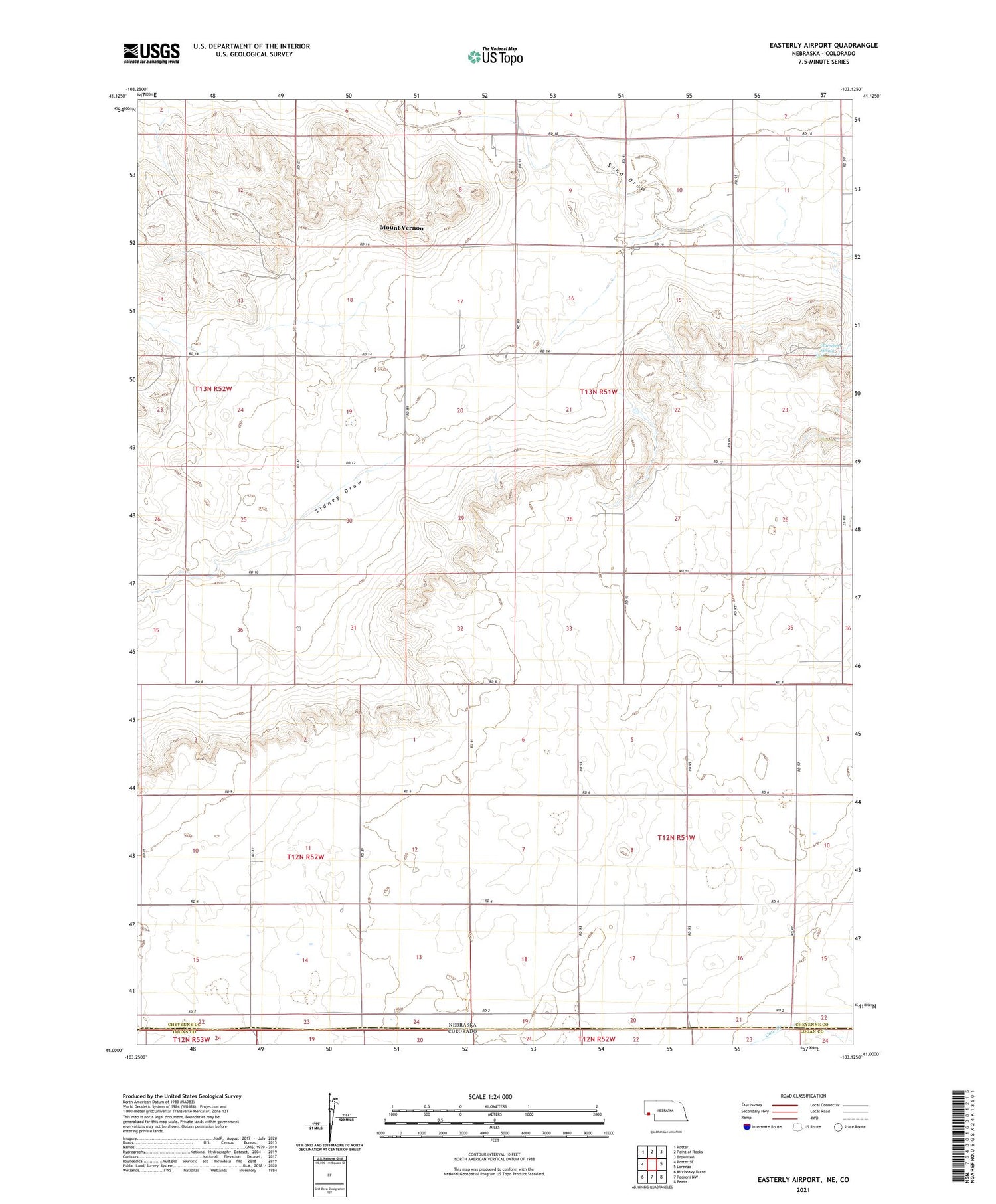 Easterly Airport Nebraska US Topo Map Image