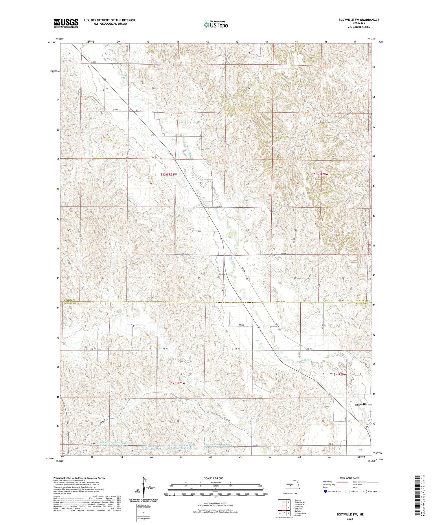 Eddyville SW Nebraska US Topo Map Image