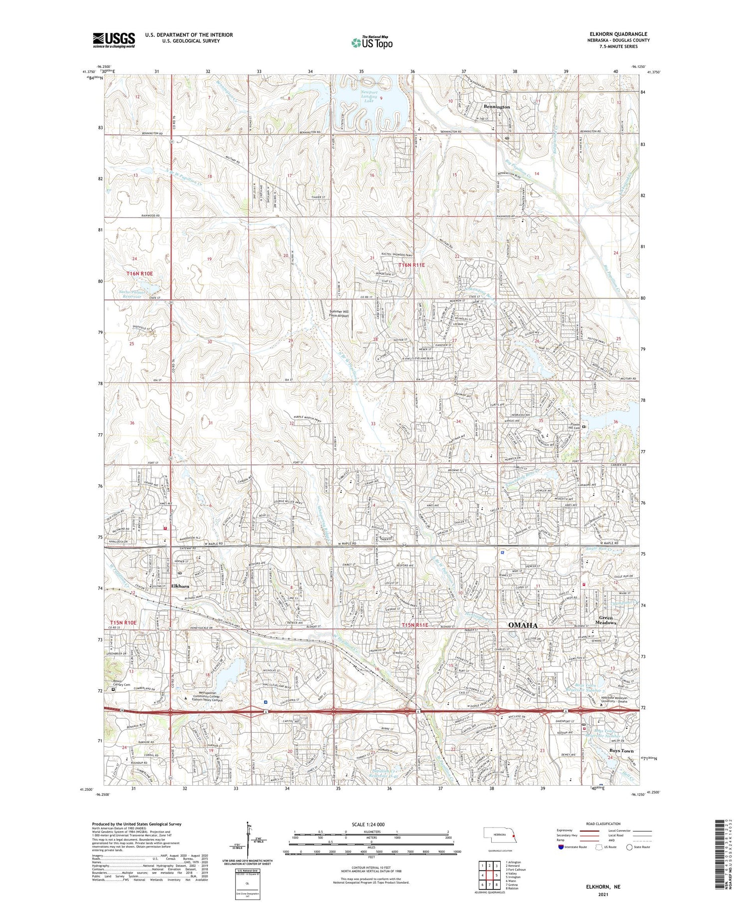 Elkhorn Nebraska US Topo Map Image