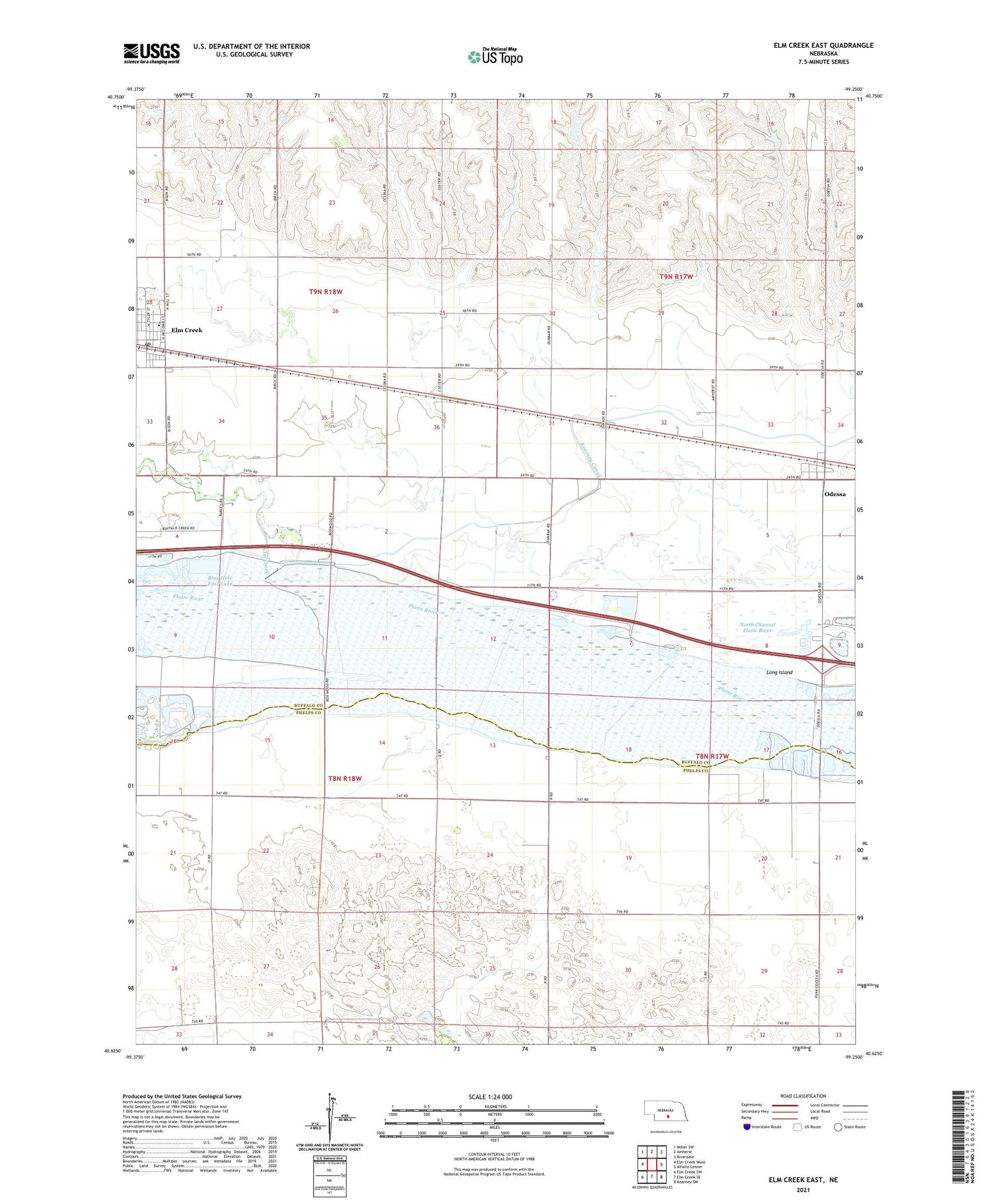 Elm Creek East Nebraska US Topo Map Image