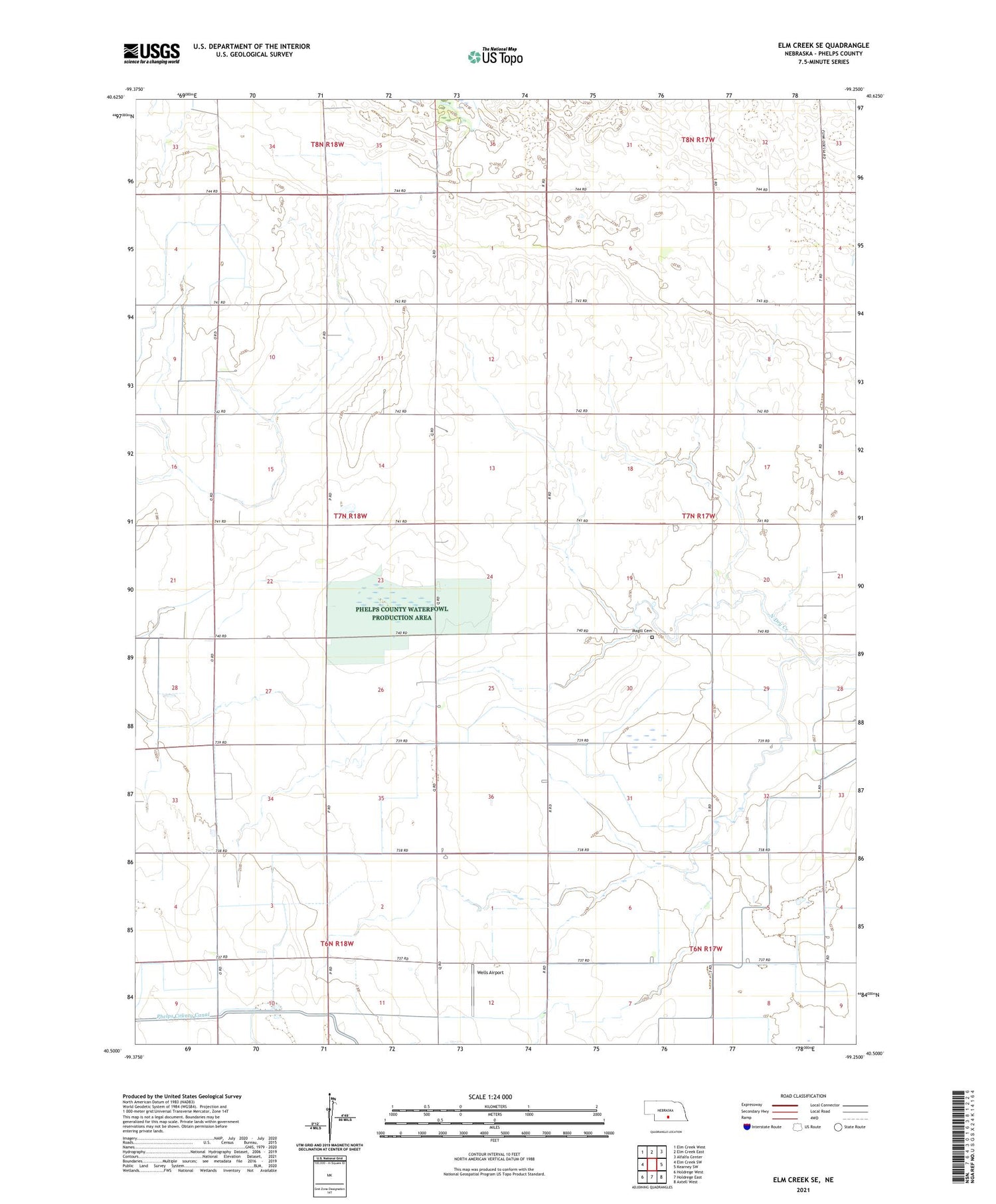 Elm Creek SE Nebraska US Topo Map Image