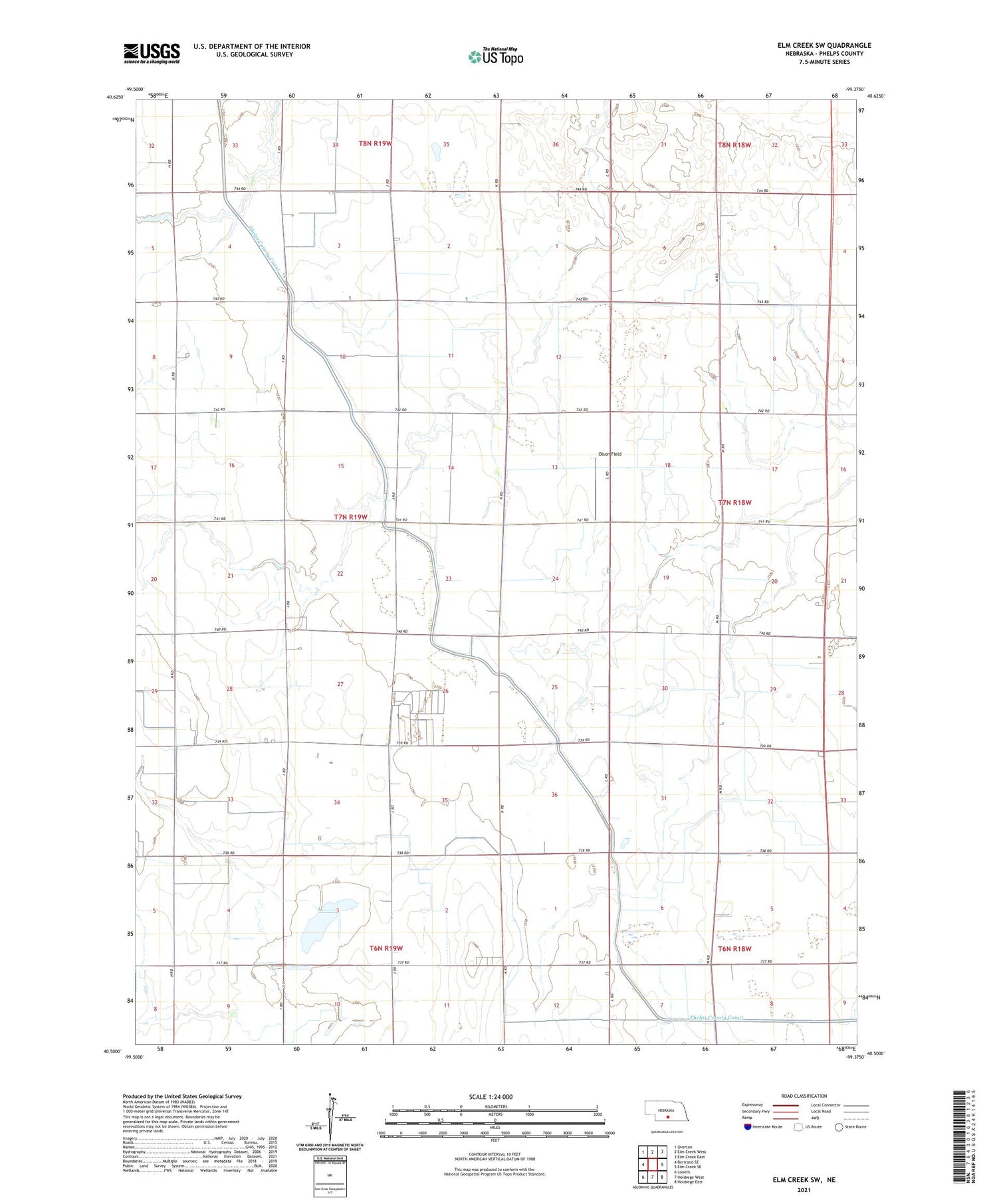 Elm Creek SW Nebraska US Topo Map Image