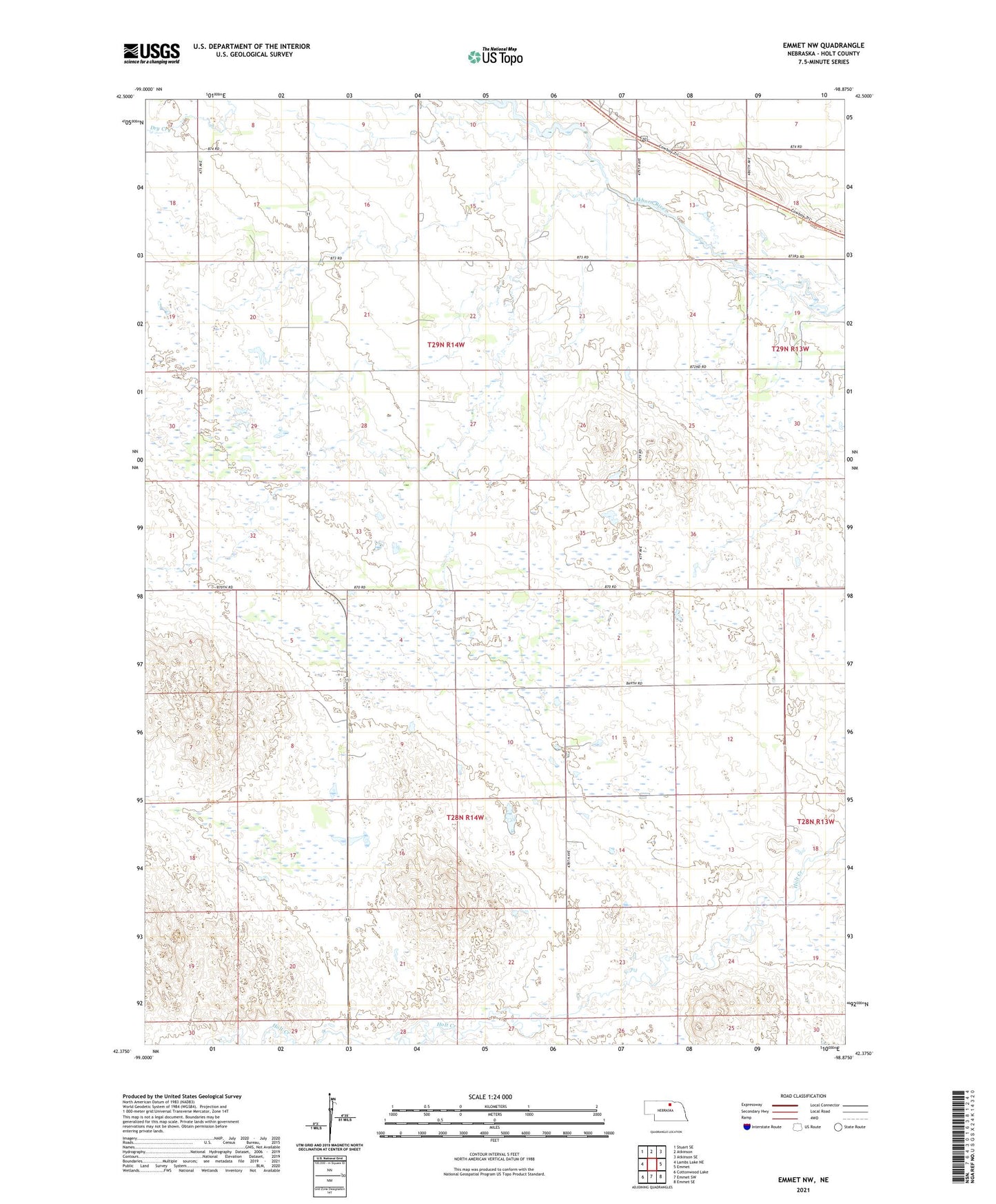 Emmet NW Nebraska US Topo Map Image
