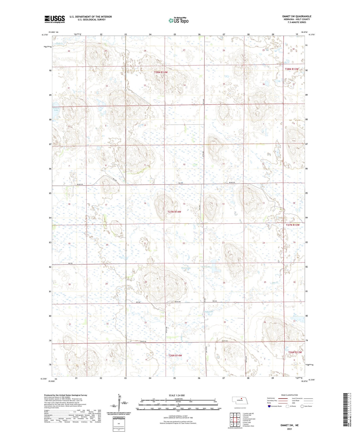 Emmet SW Nebraska US Topo Map Image