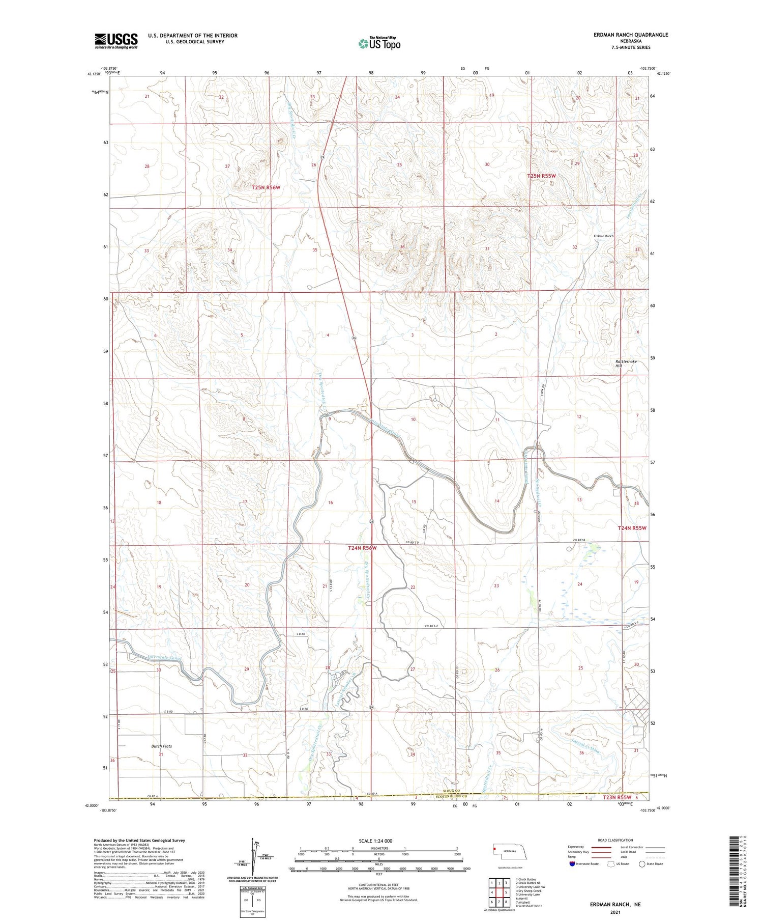Erdman Ranch Nebraska US Topo Map Image