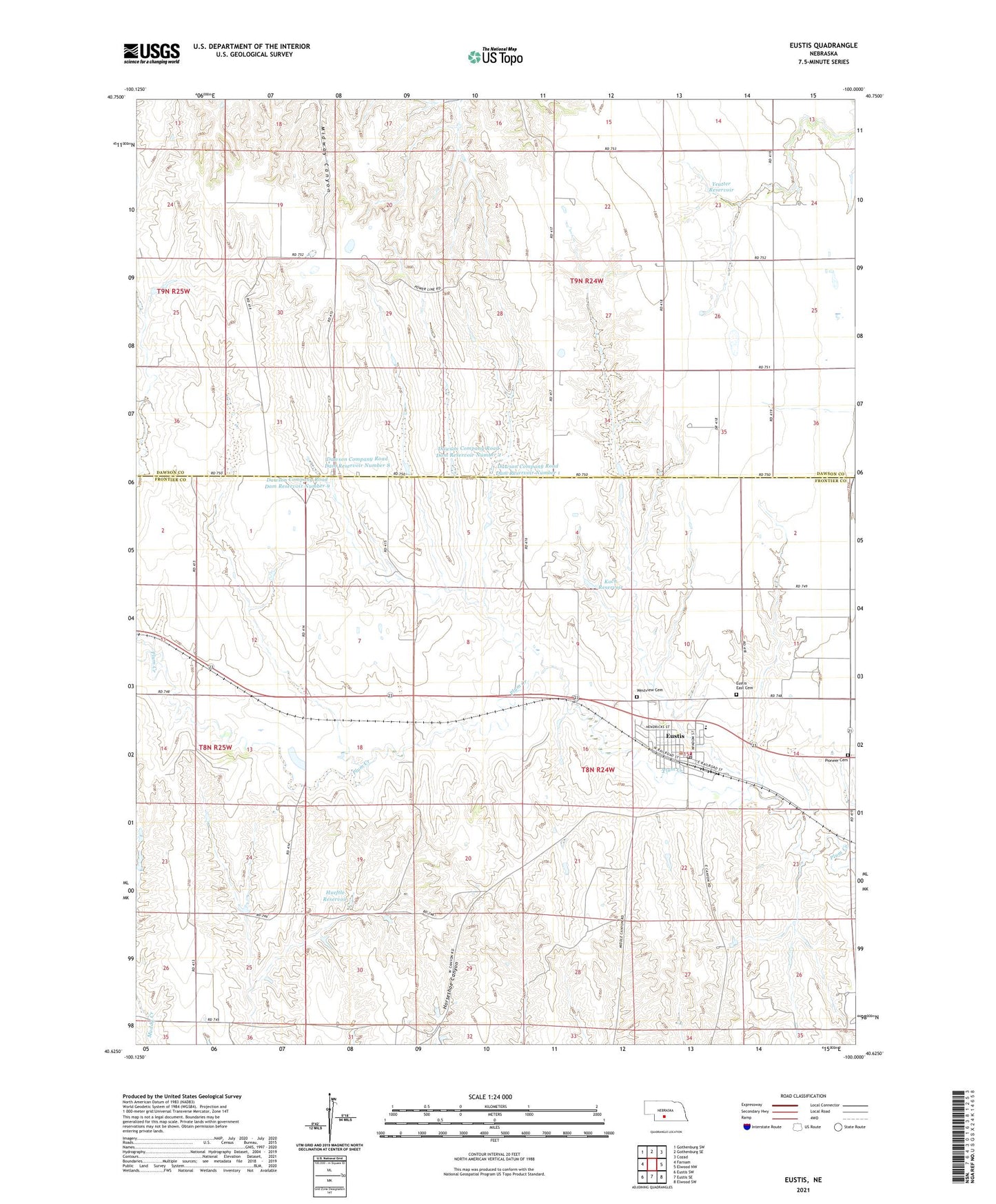 Eustis Nebraska US Topo Map Image