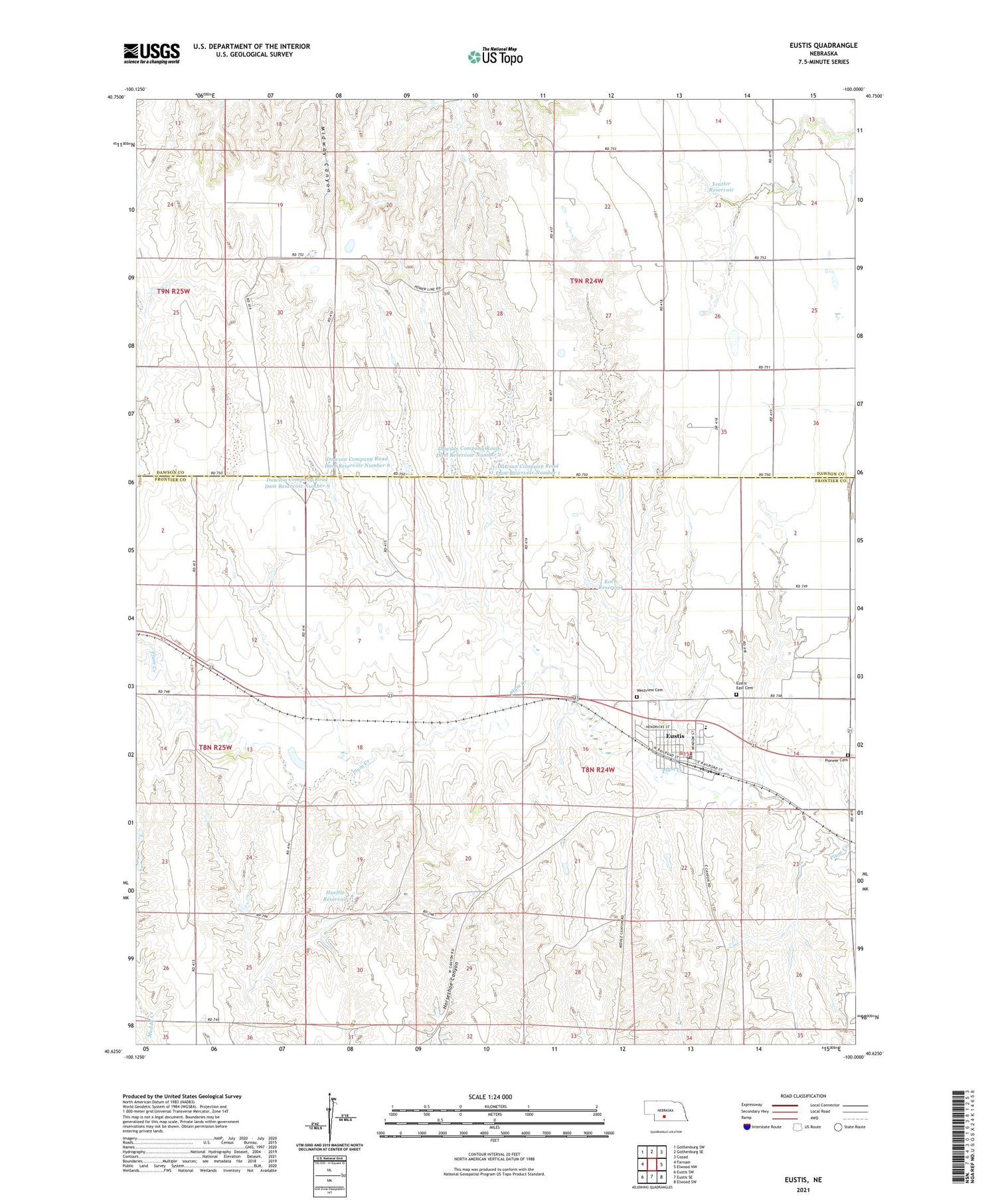 Eustis Nebraska US Topo Map Image