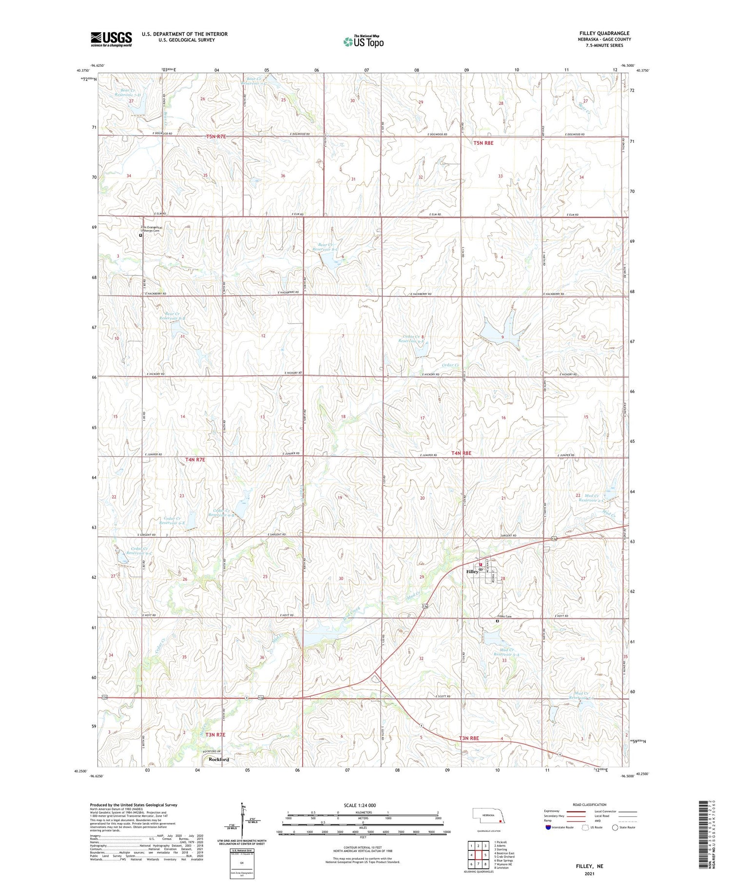 Filley Nebraska US Topo Map Image
