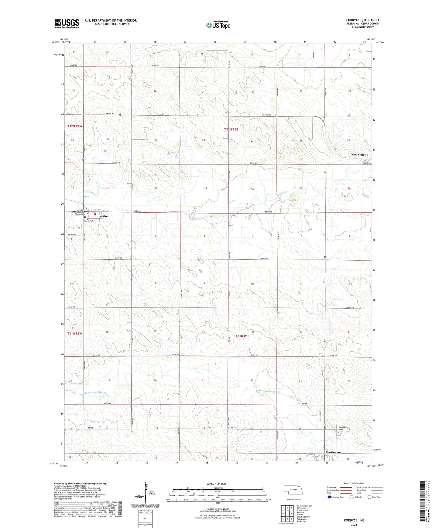 Fordyce Nebraska US Topo Map Image
