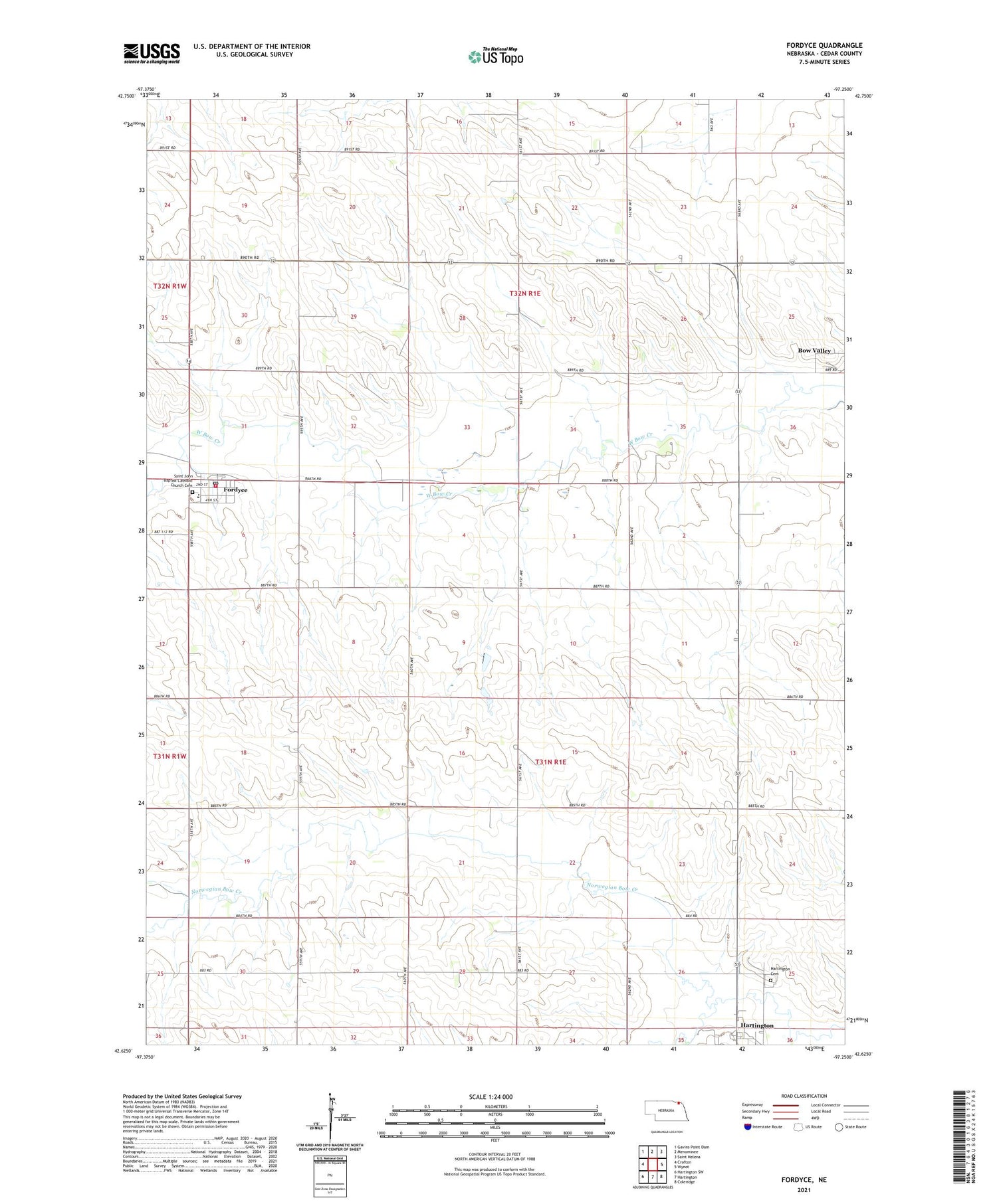 Fordyce Nebraska US Topo Map Image