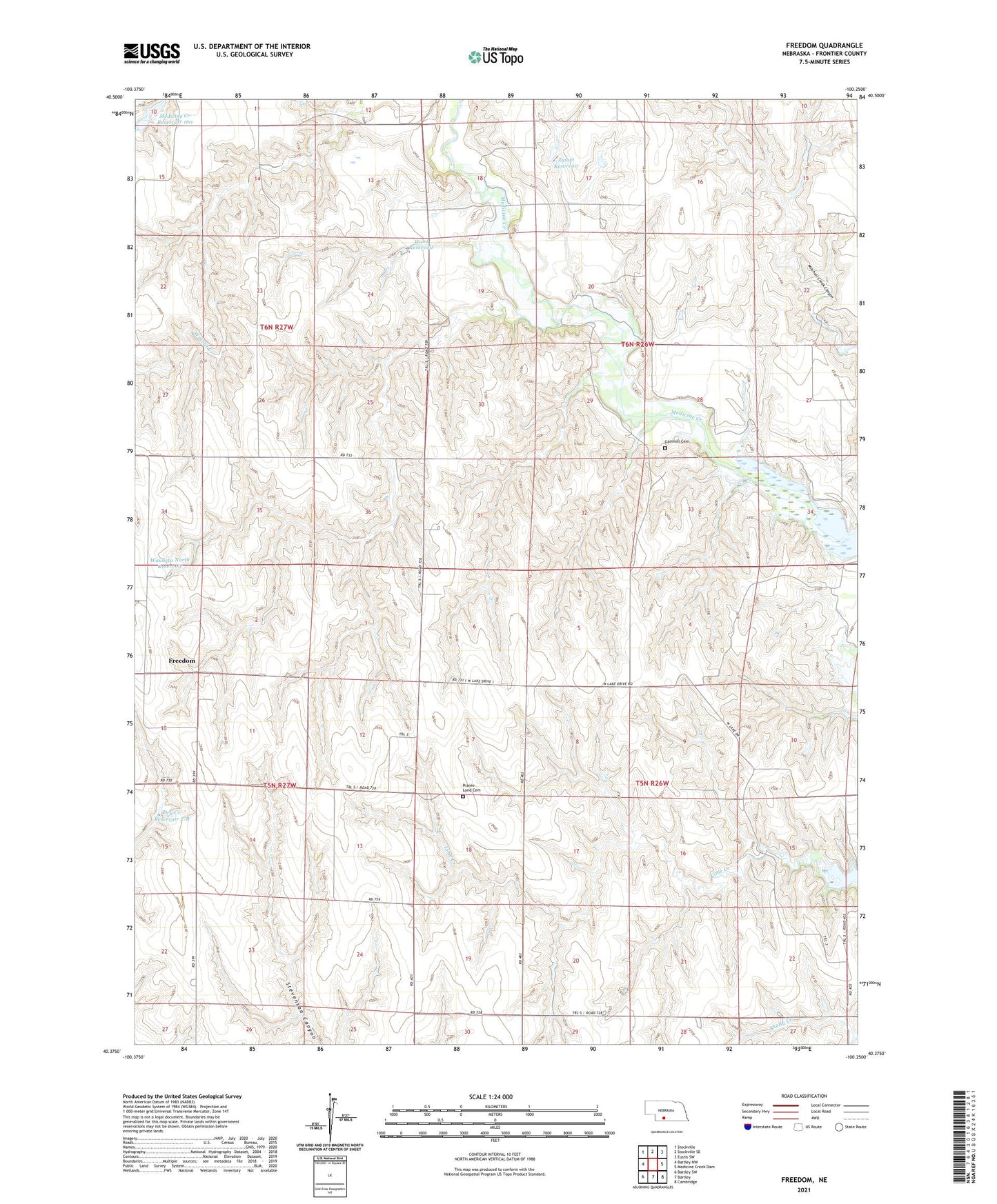 Freedom Nebraska US Topo Map Image