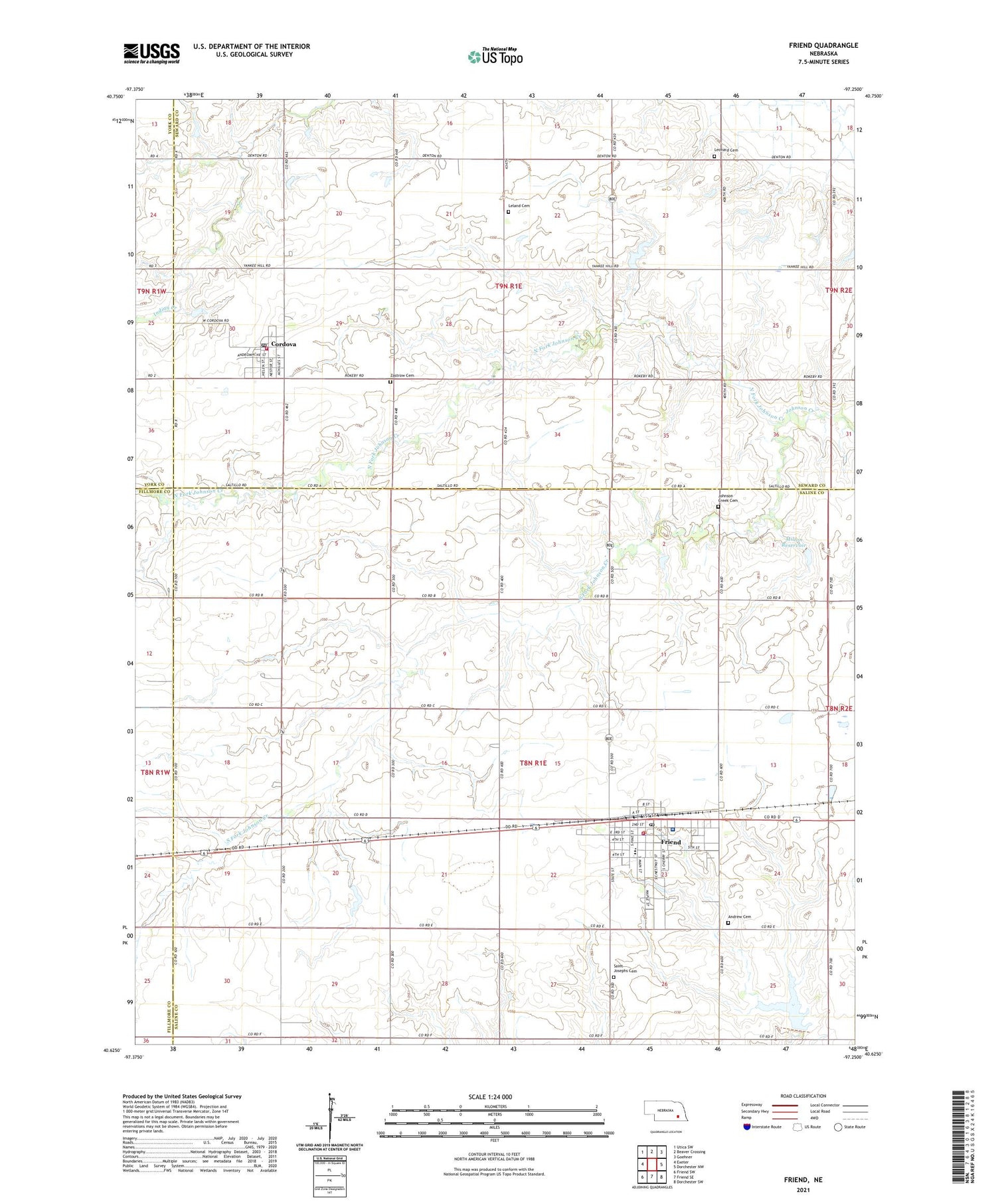 Friend Nebraska US Topo Map Image