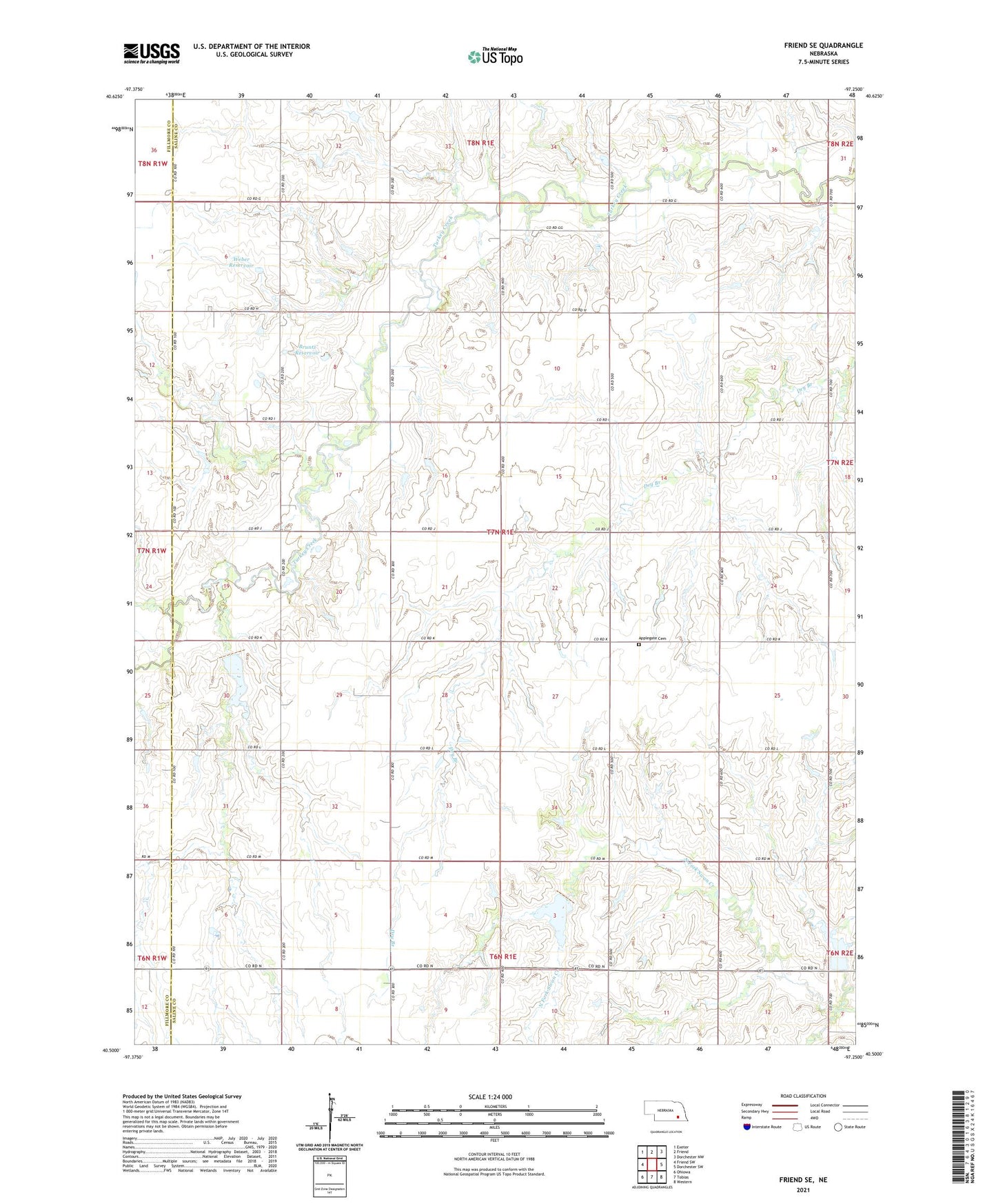 Friend SE Nebraska US Topo Map Image