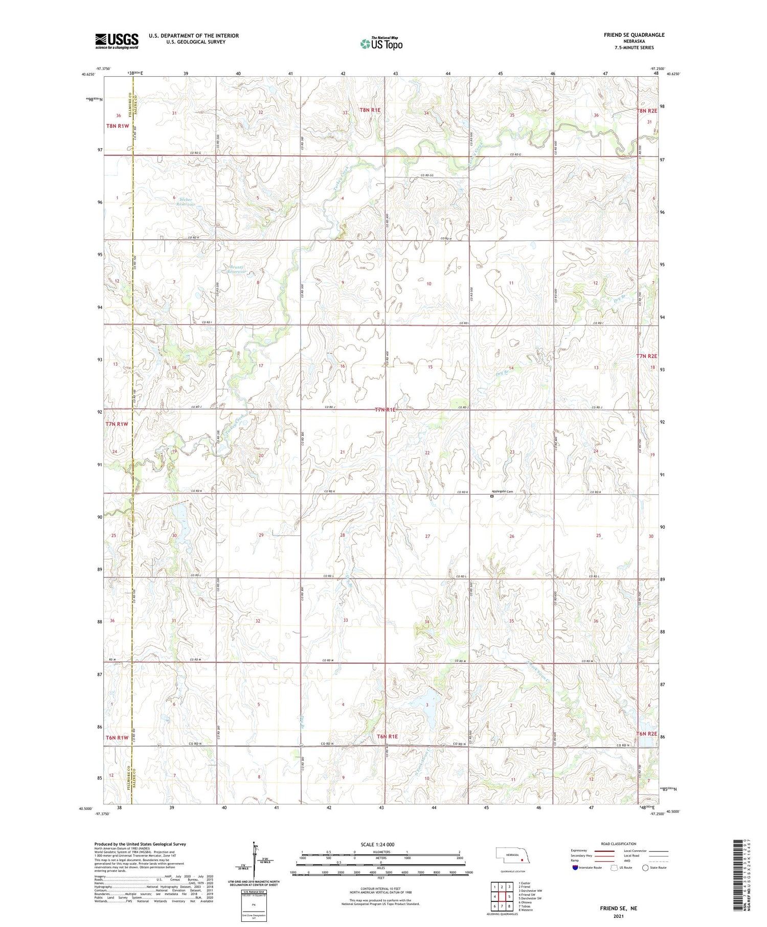 Friend SE Nebraska US Topo Map Image