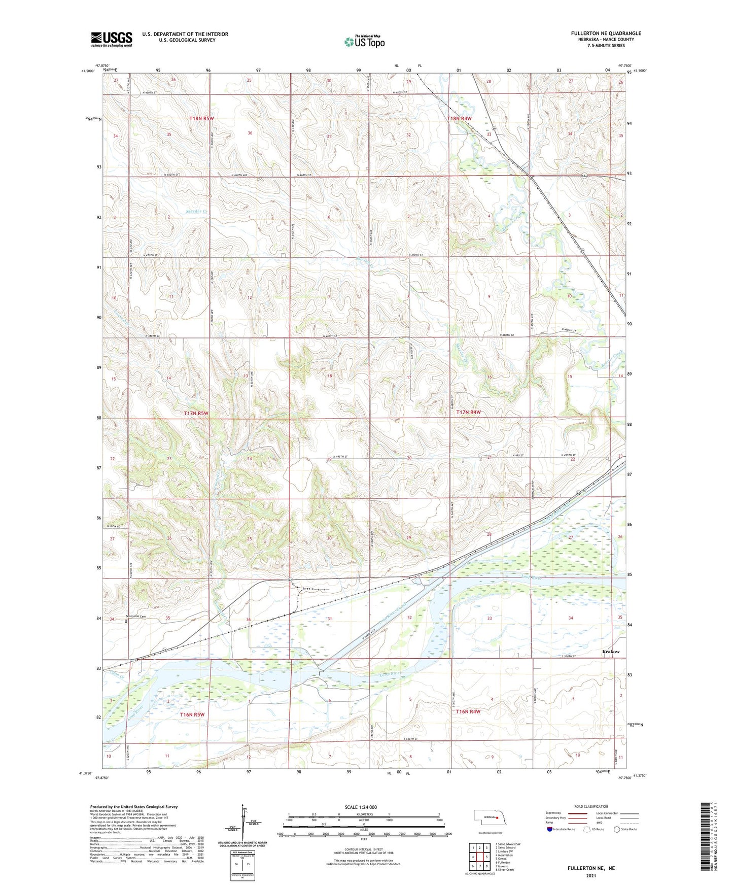 Fullerton NE Nebraska US Topo Map Image