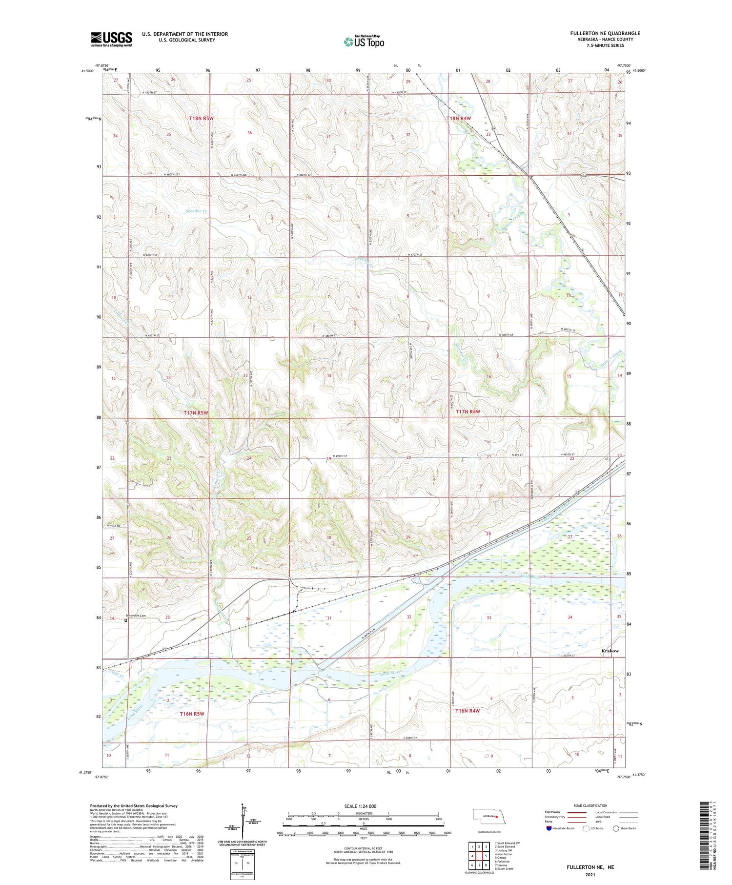Fullerton NE Nebraska US Topo Map Image