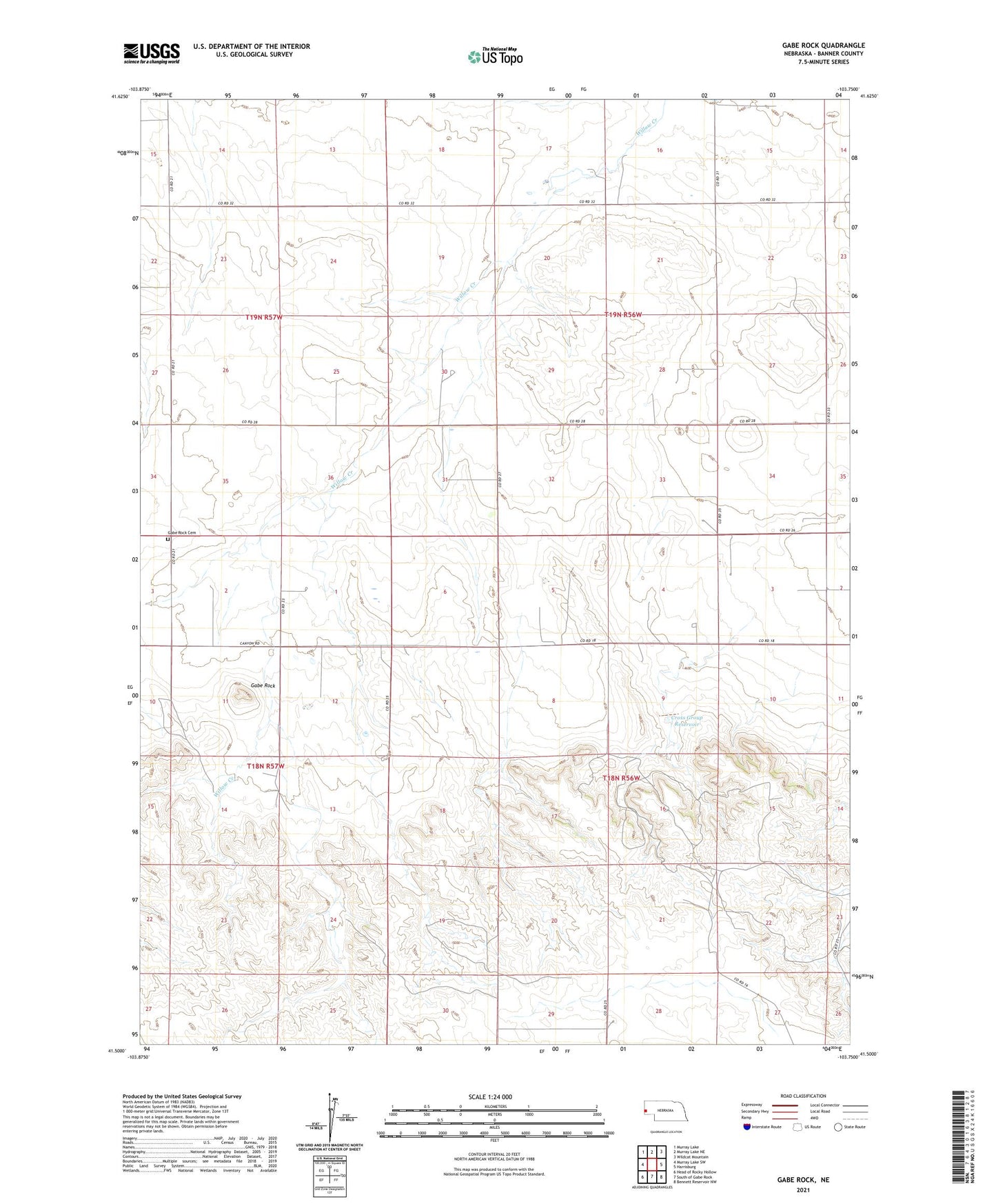 Gabe Rock Nebraska US Topo Map Image