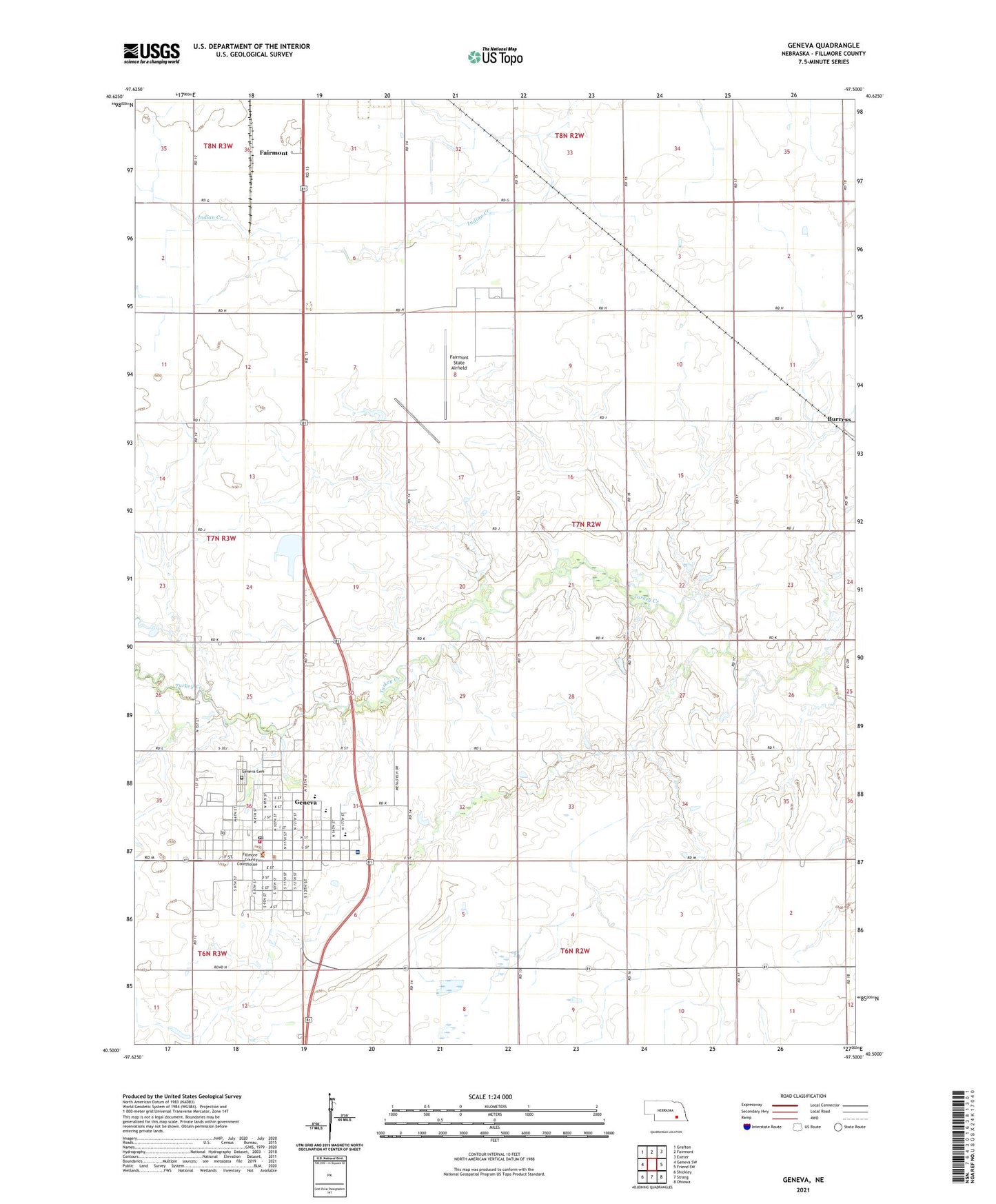 Geneva Nebraska US Topo Map Image