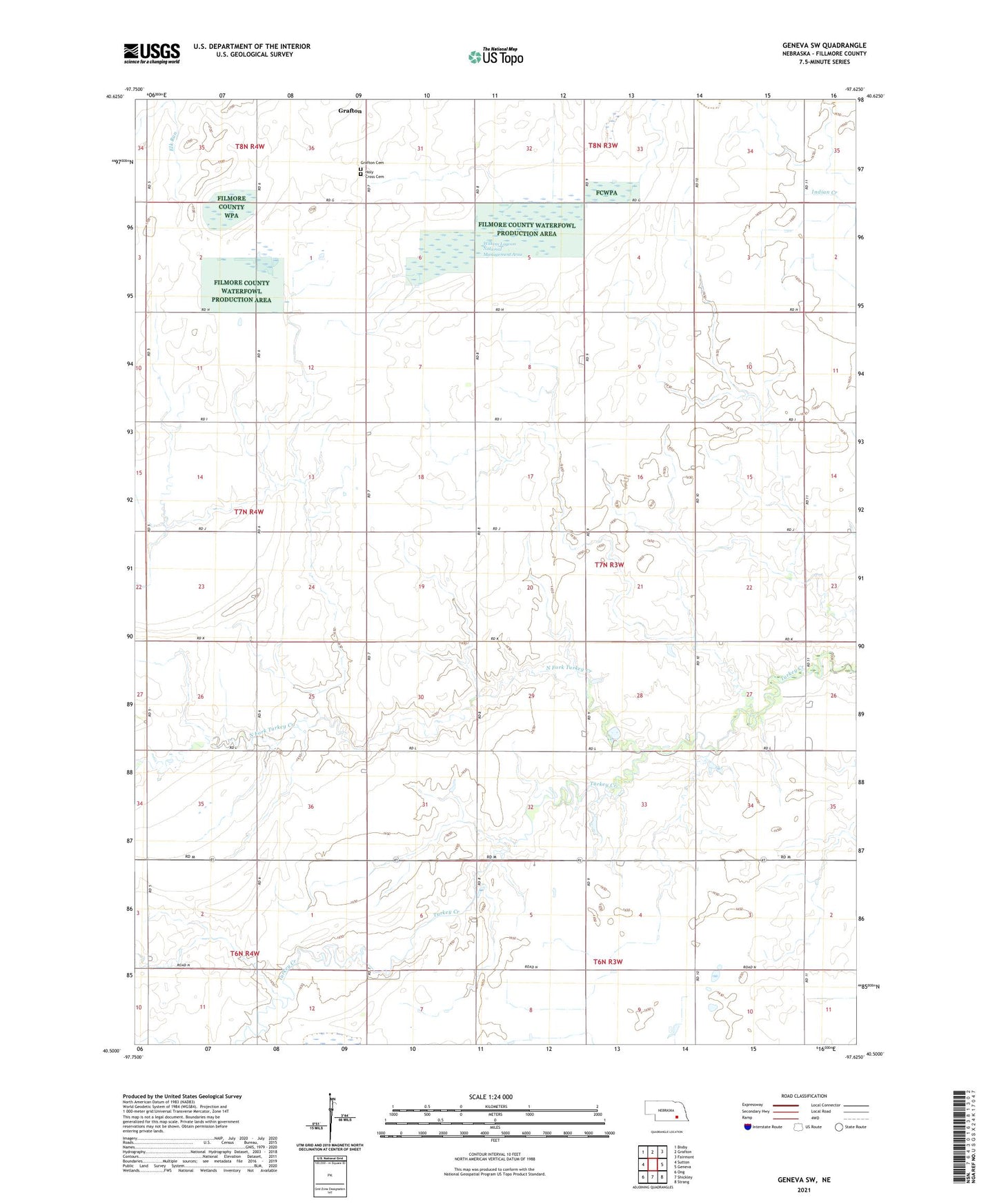 Geneva SW Nebraska US Topo Map Image