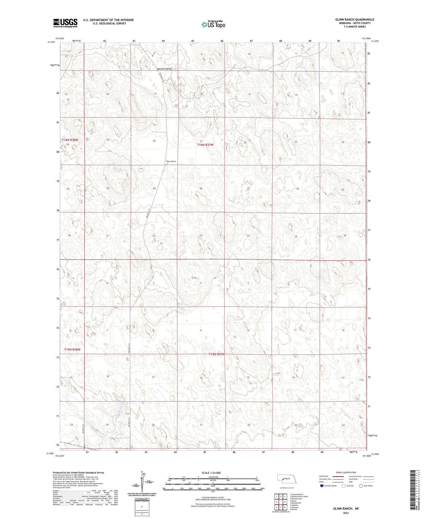 Glinn Ranch Nebraska US Topo Map Image