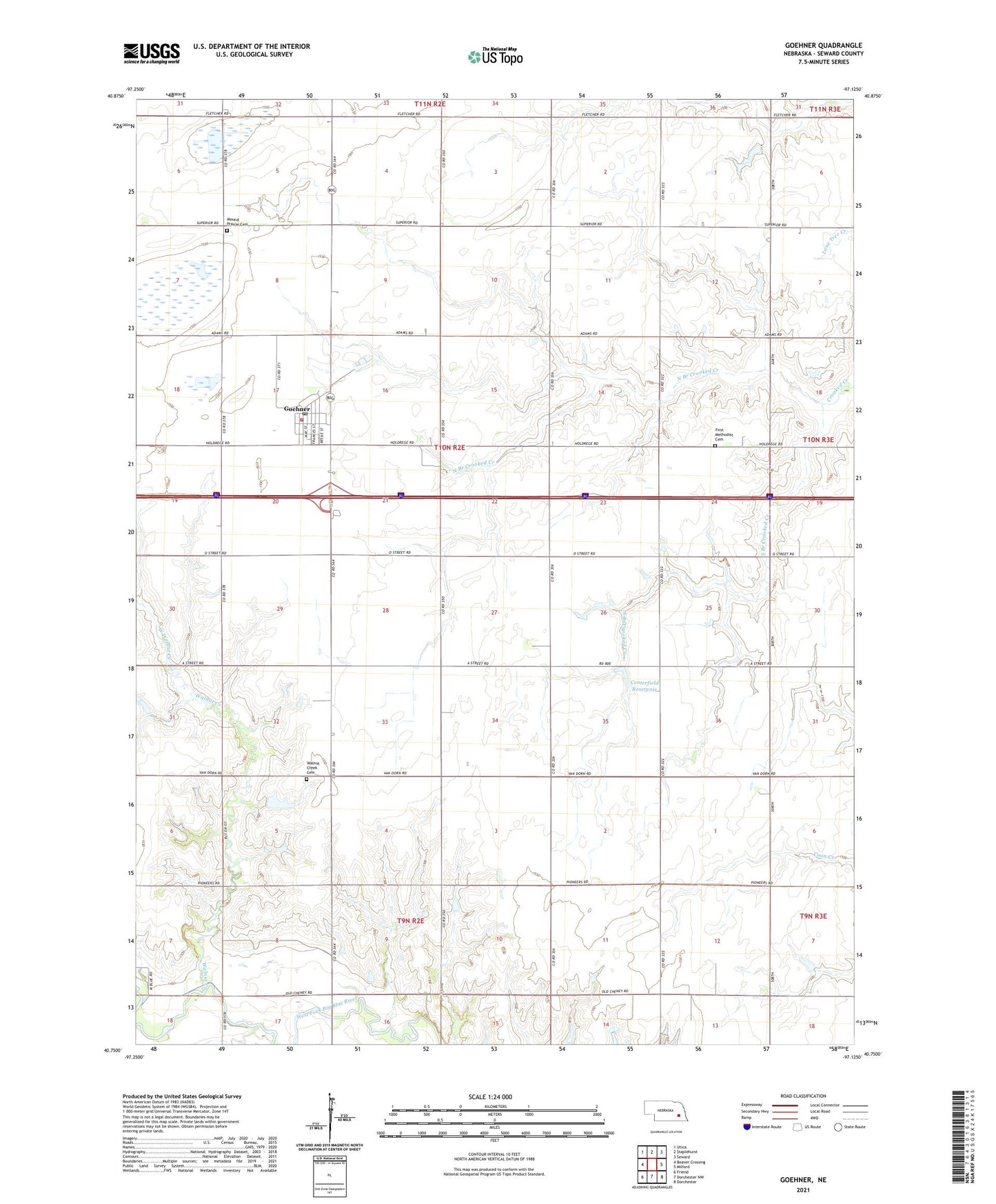 Goehner Nebraska US Topo Map Image