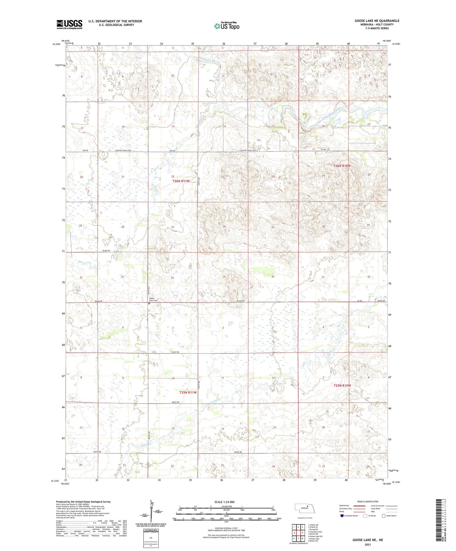 Goose Lake NE Nebraska US Topo Map Image