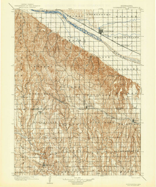 Historic 1902 Gothenburg Nebraska 30'x30' Topo Map Image