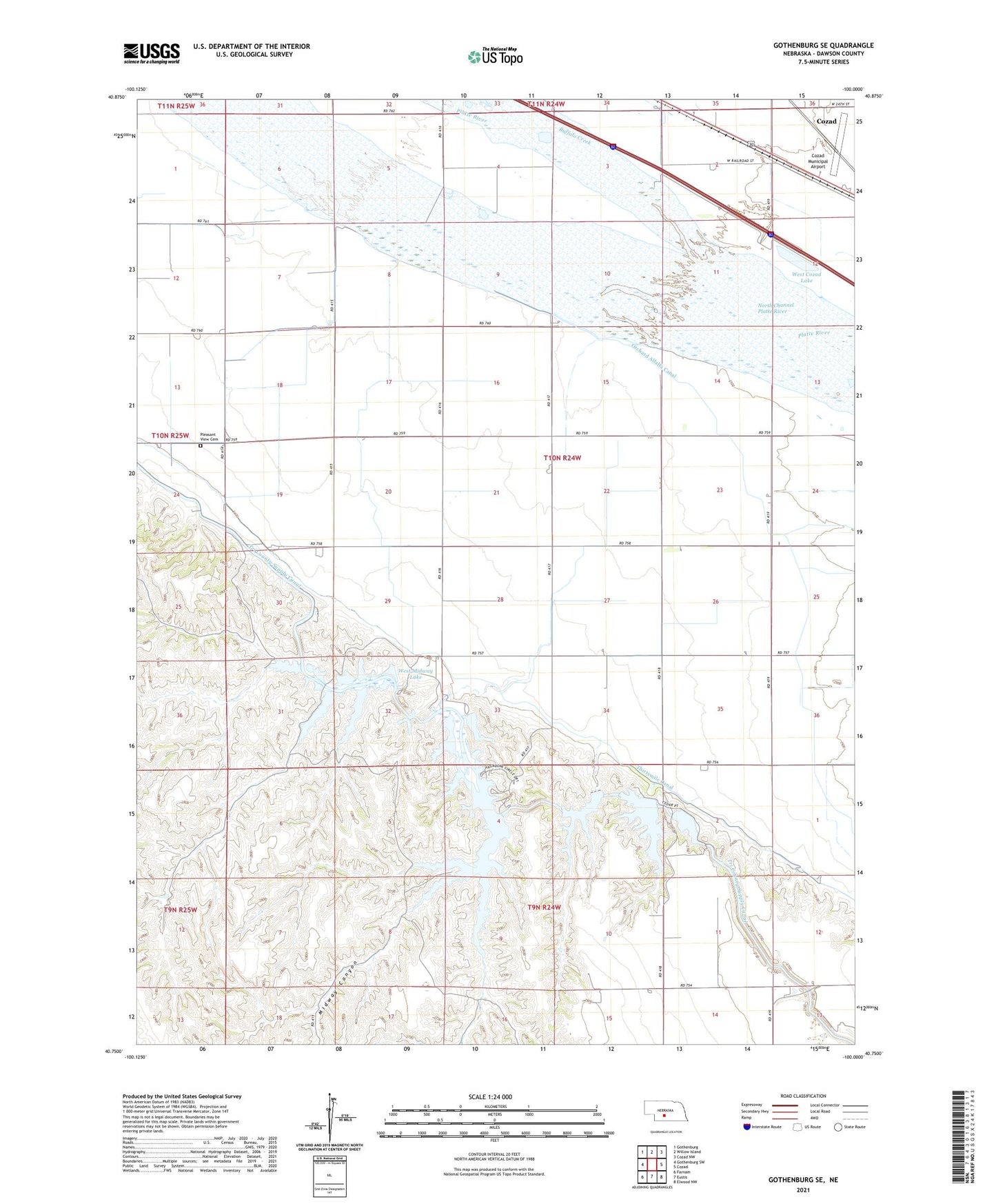 Gothenburg SE Nebraska US Topo Map Image