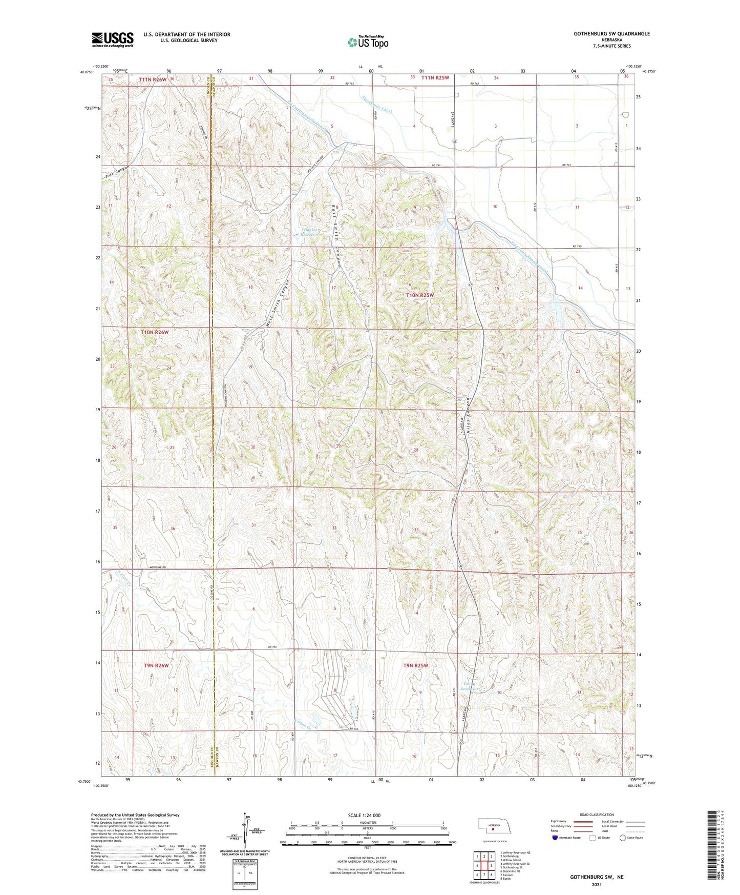 Gothenburg SW Nebraska US Topo Map Image