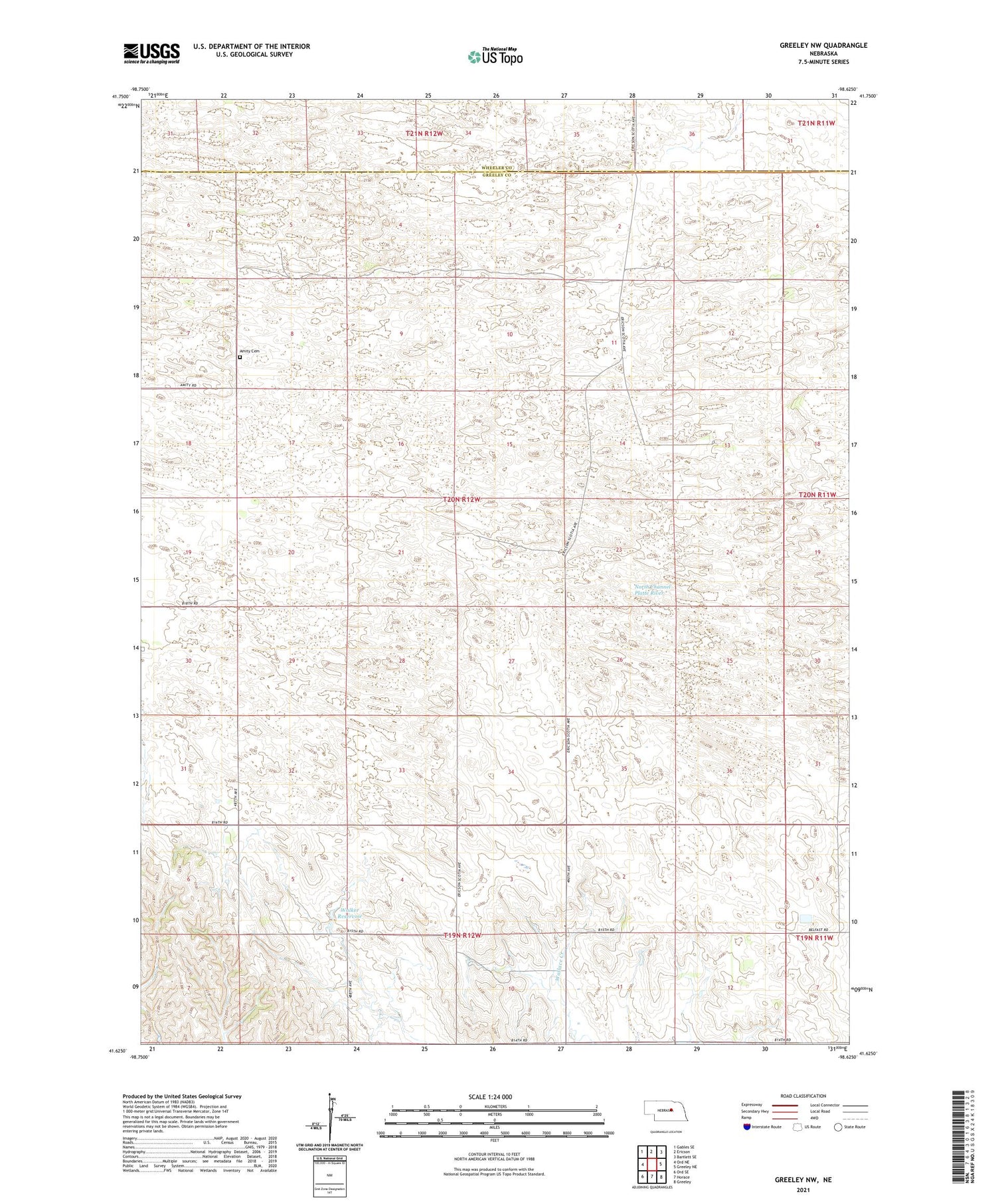 Greeley NW Nebraska US Topo Map Image