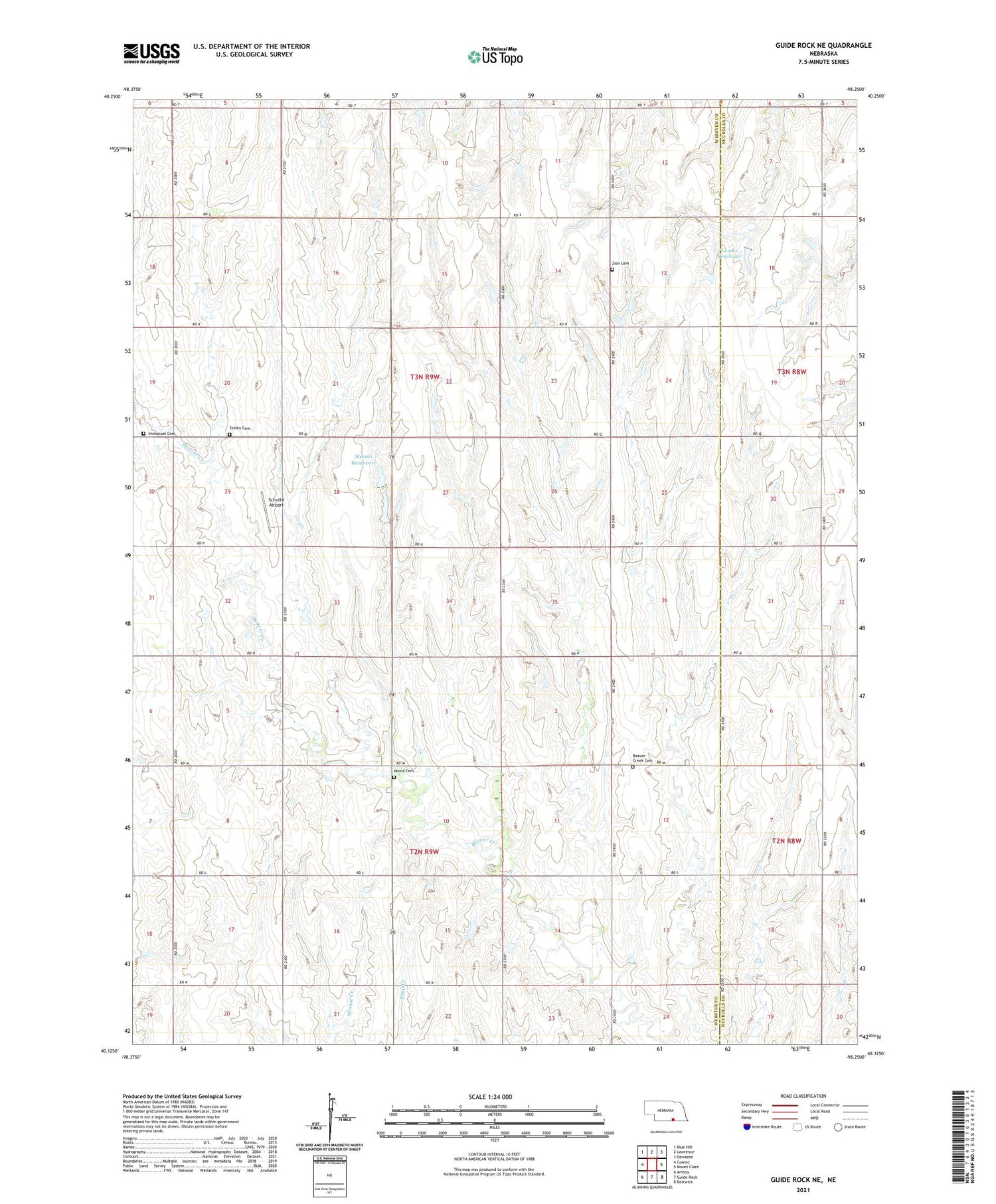 Guide Rock NE Nebraska US Topo Map Image