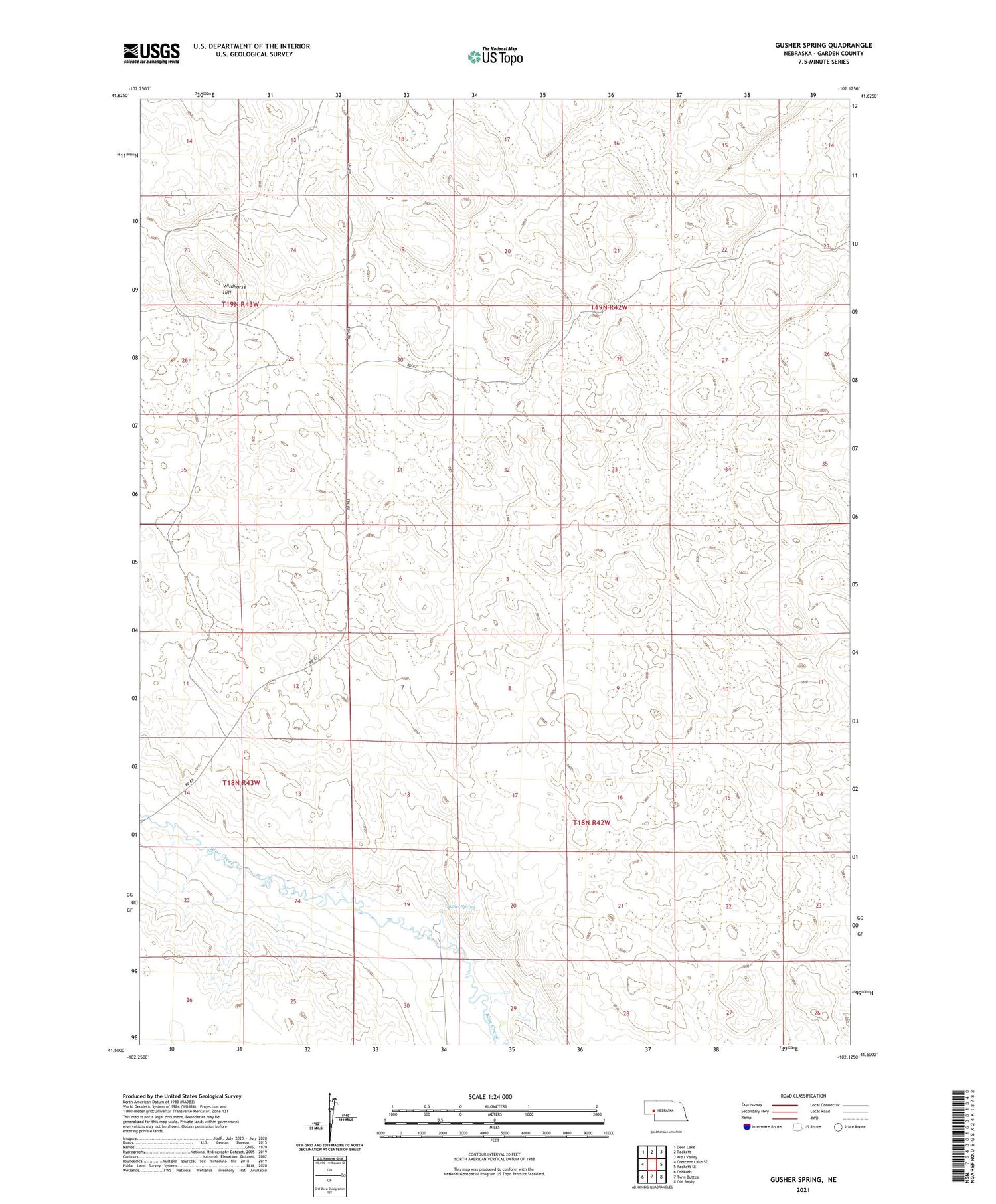 Gusher Spring Nebraska US Topo Map Image