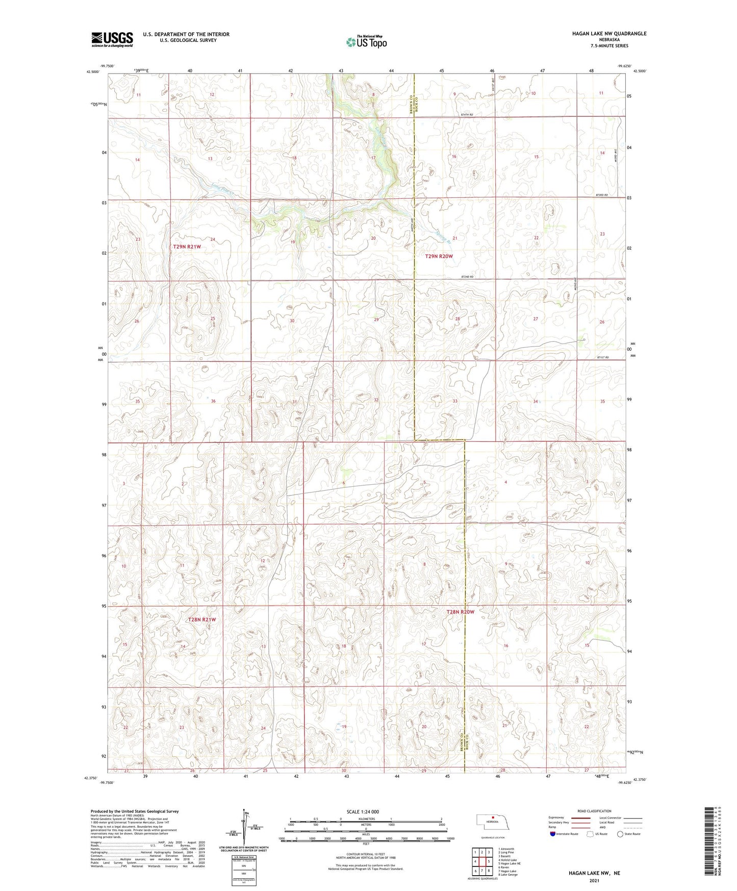 Hagan Lake NW Nebraska US Topo Map Image