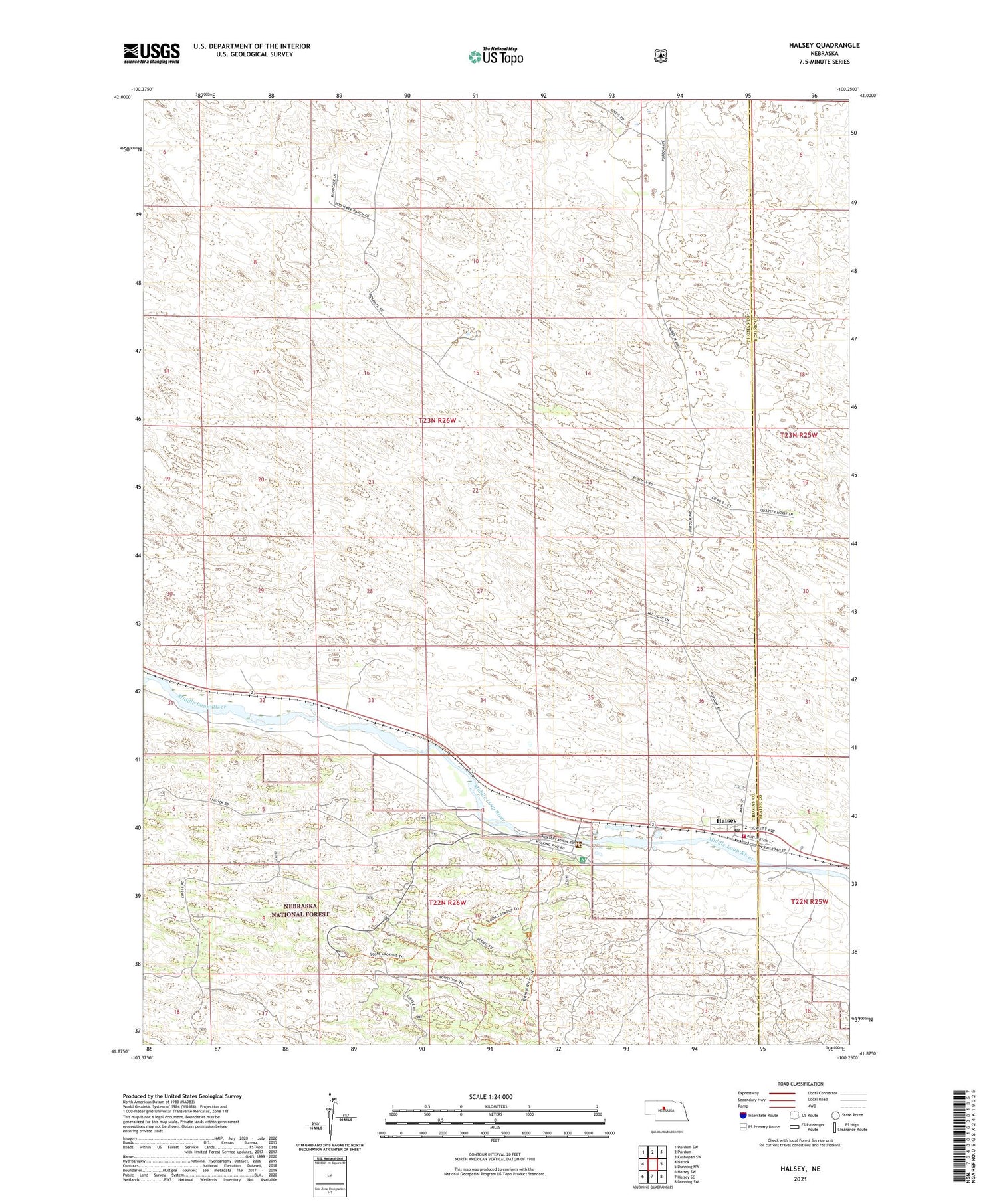 Halsey Nebraska US Topo Map Image